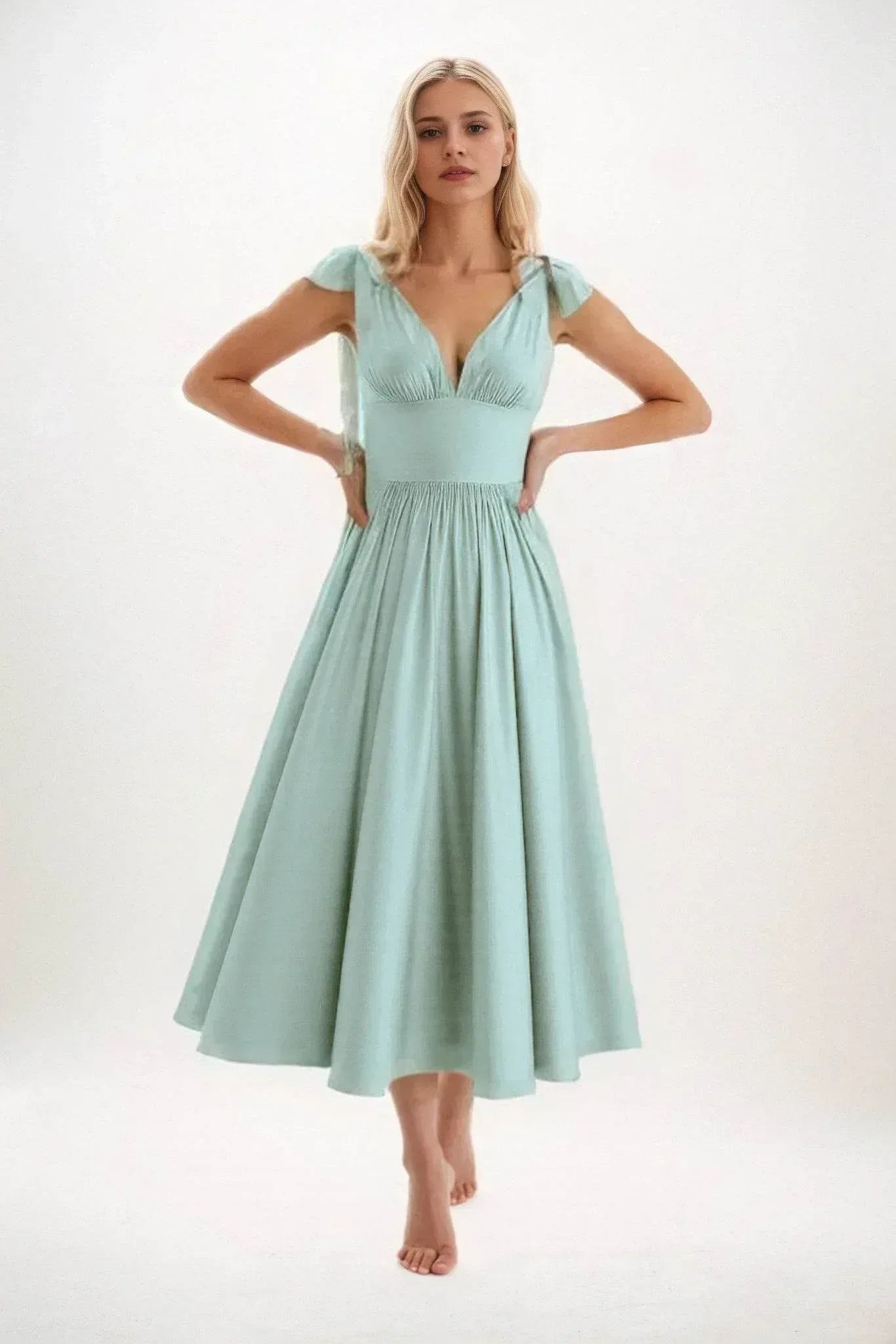 A-Line Midi Luxe Satin Dress CB0832CS - COCOMELODY
