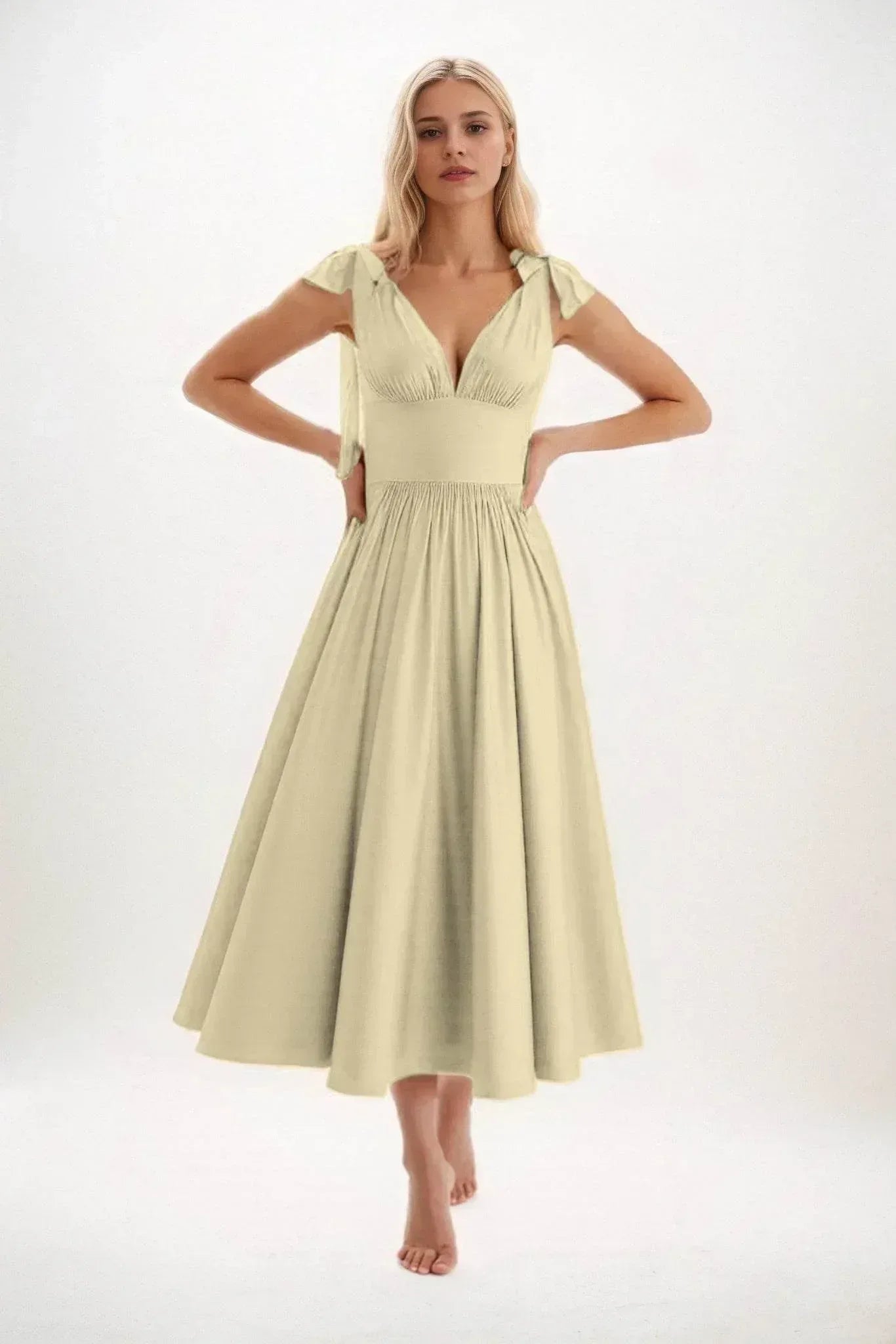A-Line Midi Luxe Satin Dress CB0832CS - COCOMELODY