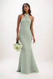 Sheath-Column Maxi Luxe Satin Bridesmaid Dress CB0837 - COCOMELODY