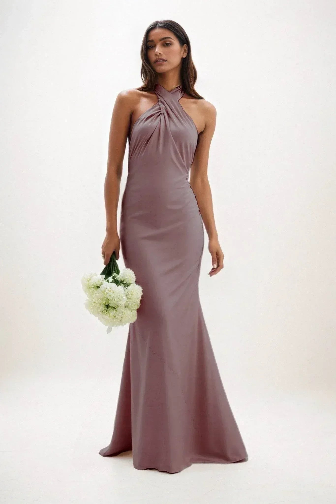 Sheath-Column Maxi Luxe Satin Dress CB0837CS - COCOMELODY