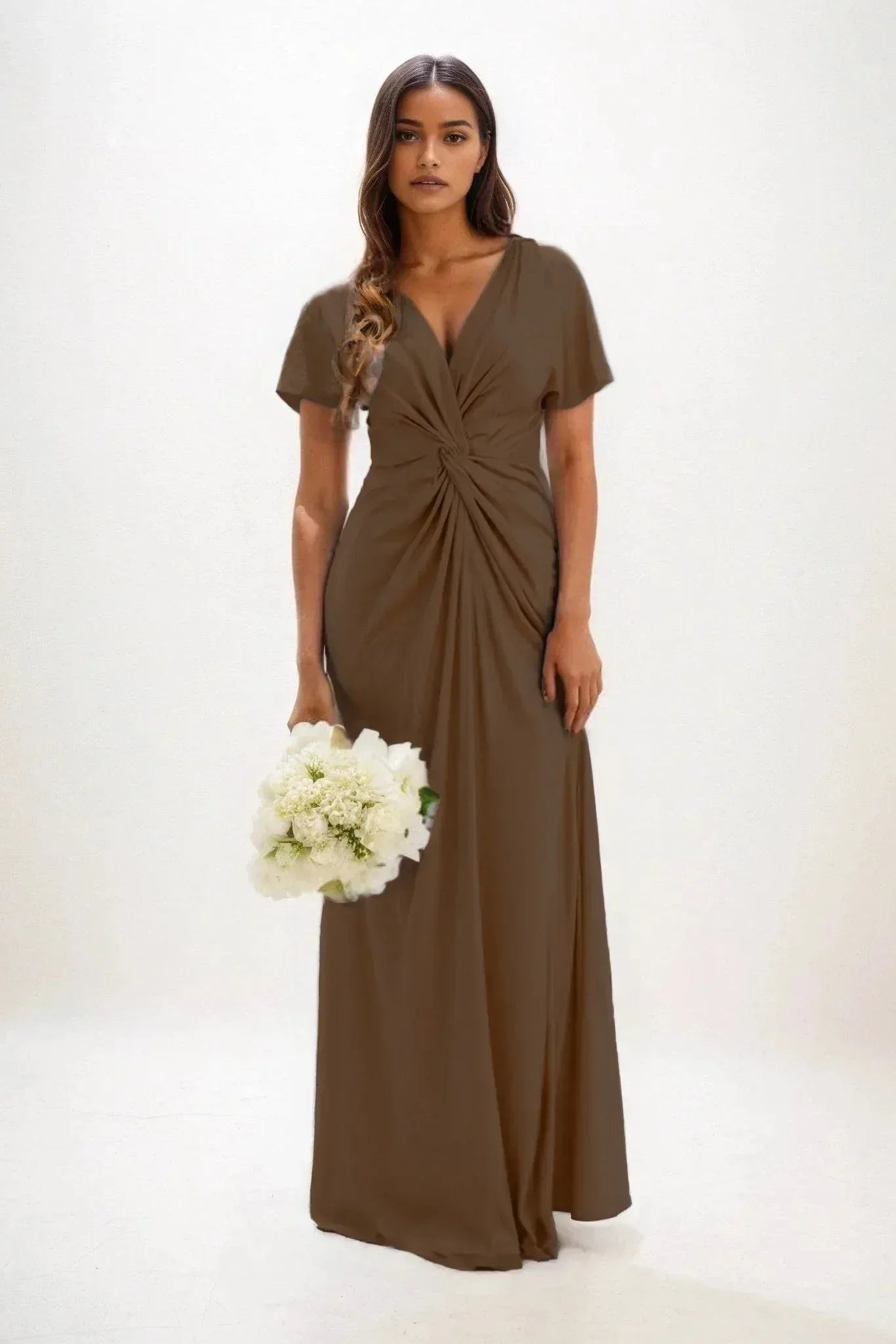 A-Line Maxi Luxe Satin Dress CB0838CS - COCOMELODY