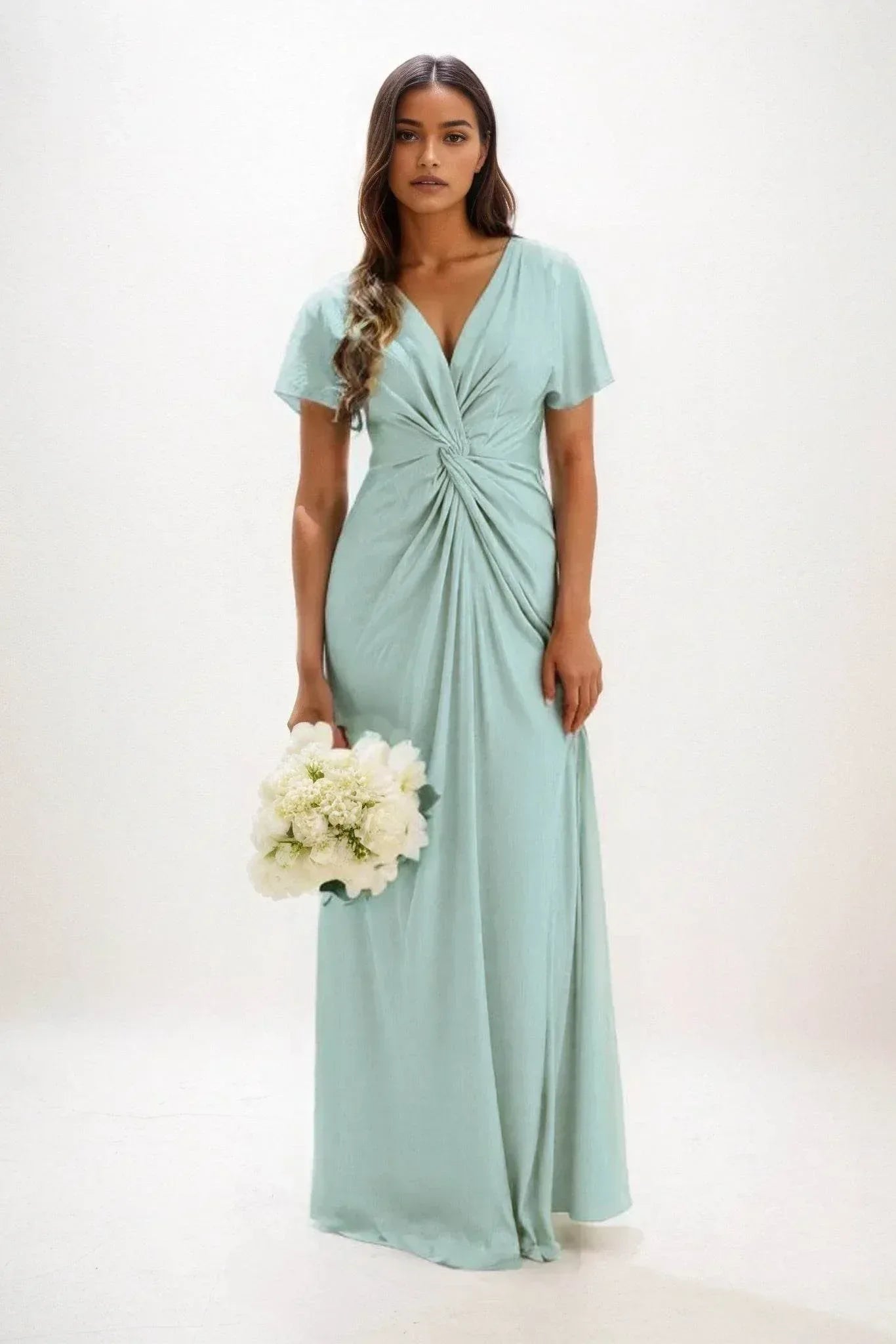 A-Line Maxi Luxe Satin Dress CB0838CS - COCOMELODY