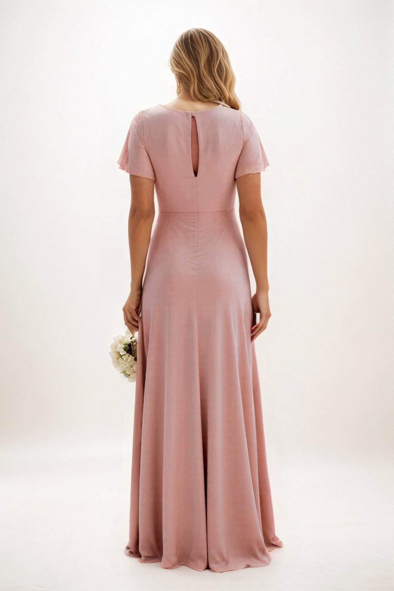 A-Line Maxi Luxe Satin Bridesmaid Dress CB0838 - COCOMELODY