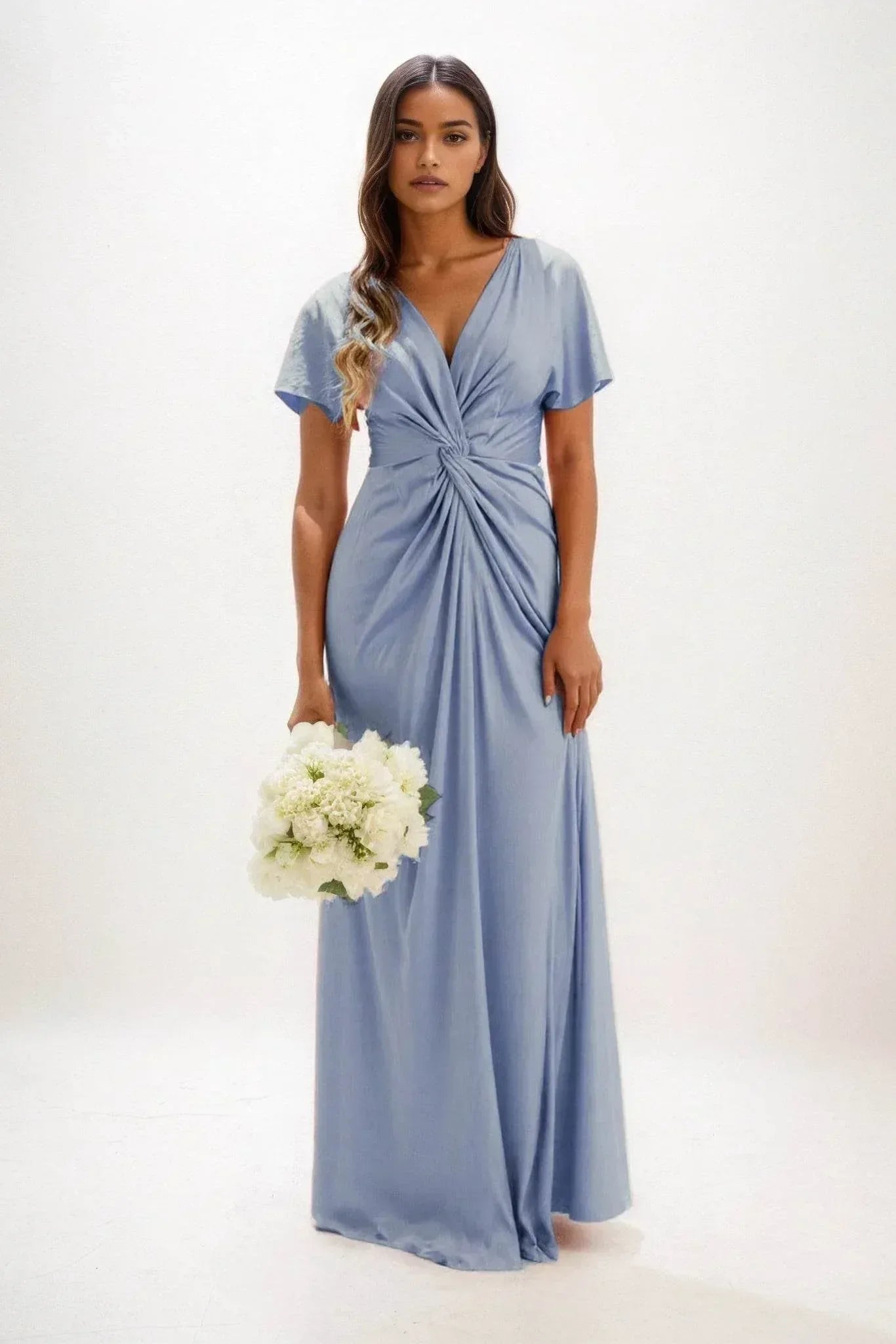 A-Line Maxi Luxe Satin Dress CB0838CS - COCOMELODY