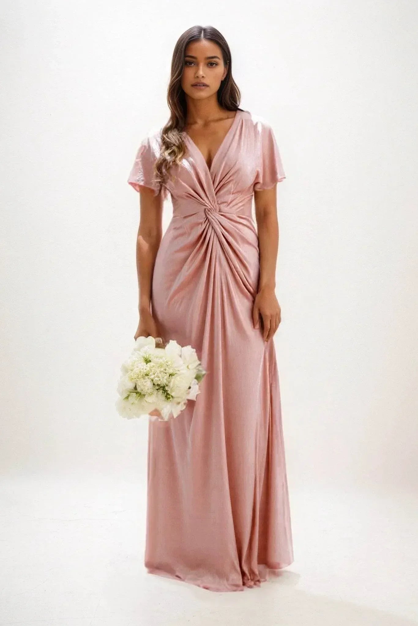A-Line Maxi Luxe Satin Dress CB0838CS - COCOMELODY