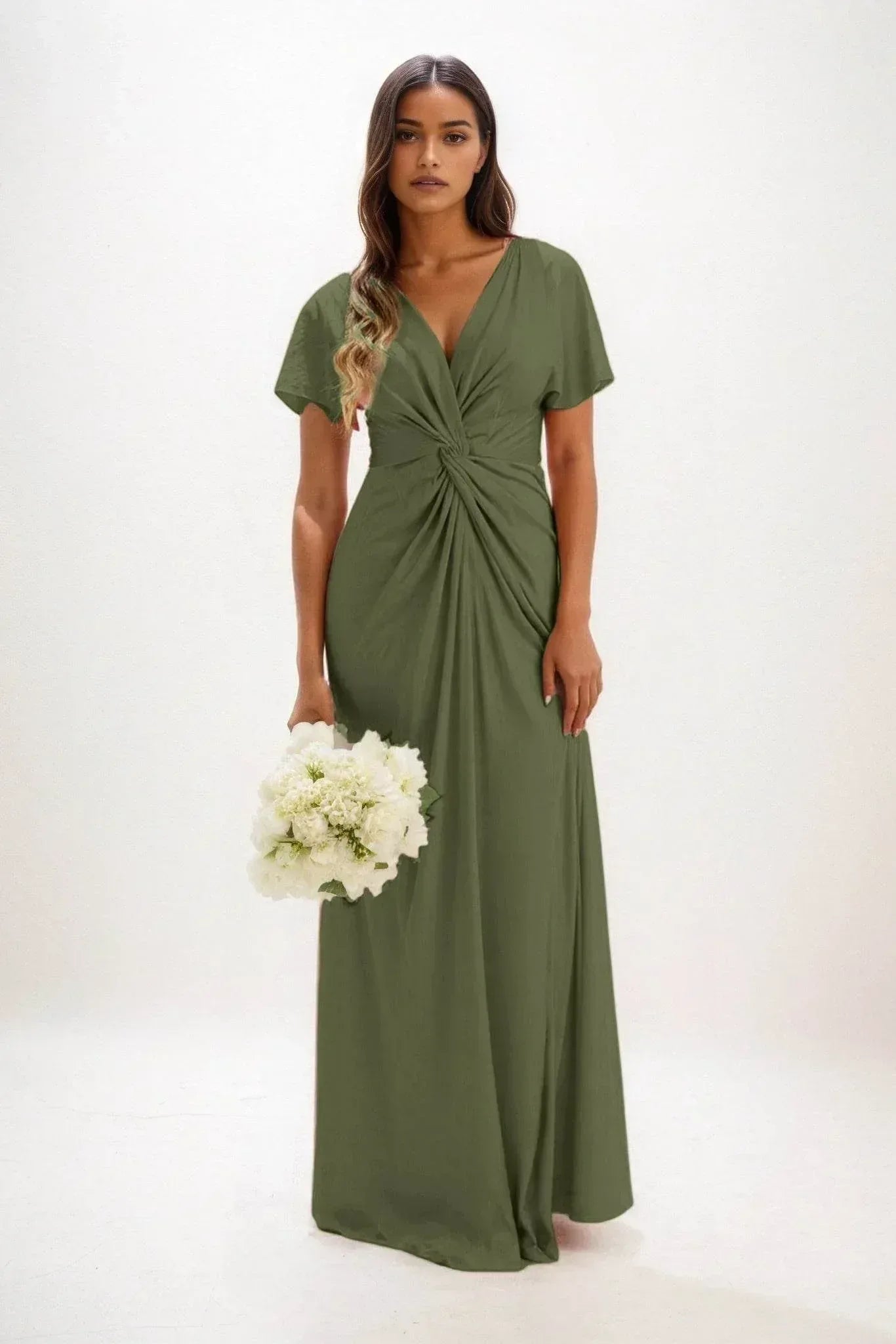 A-Line Maxi Luxe Satin Dress CB0838CS - COCOMELODY