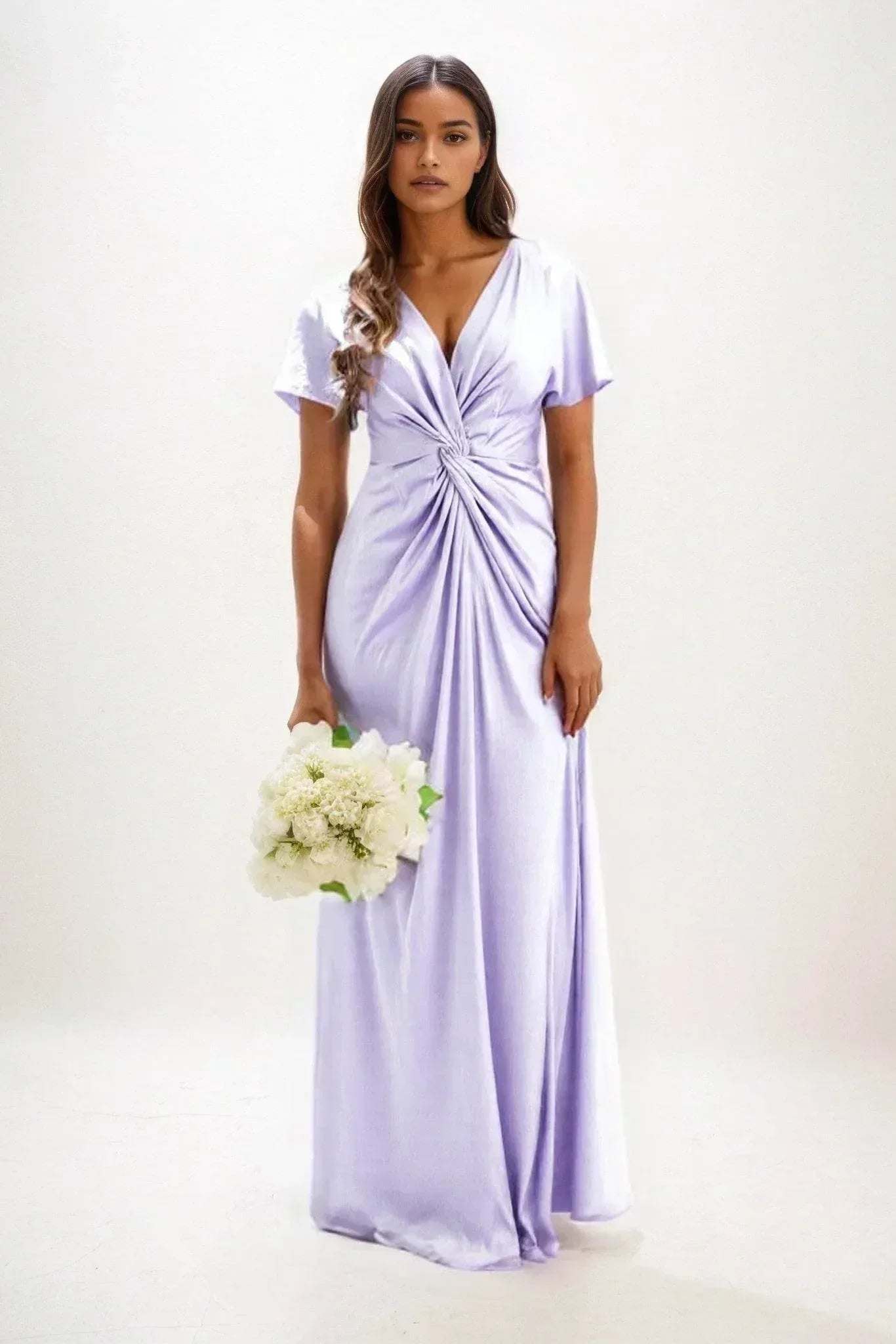 A-Line Maxi Luxe Satin Dress CB0838CS - COCOMELODY