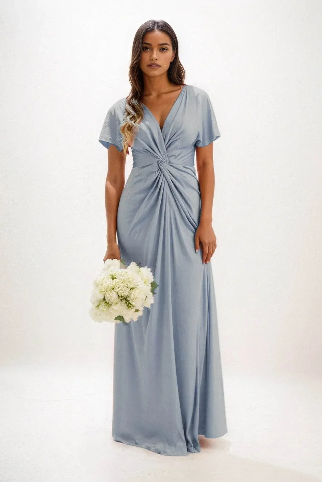 A-Line Maxi Luxe Satin Dress CB0838CS - COCOMELODY