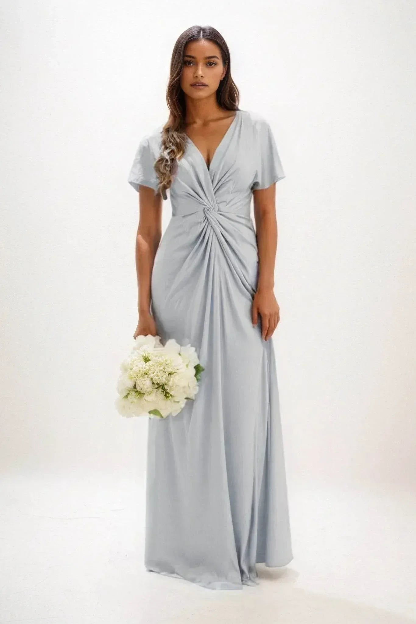 A-Line Maxi Luxe Satin Dress CB0838CS - COCOMELODY