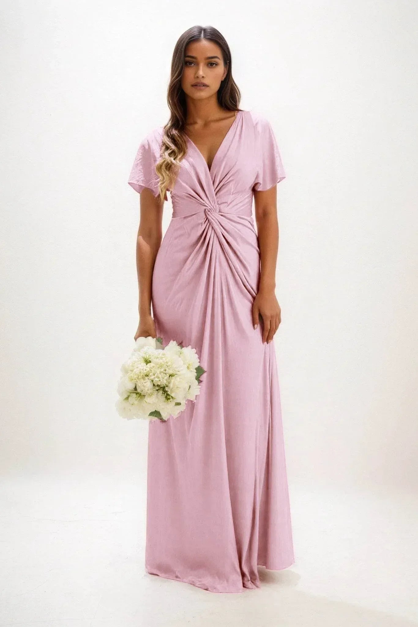 A-Line Maxi Luxe Satin Dress CB0838CS - COCOMELODY