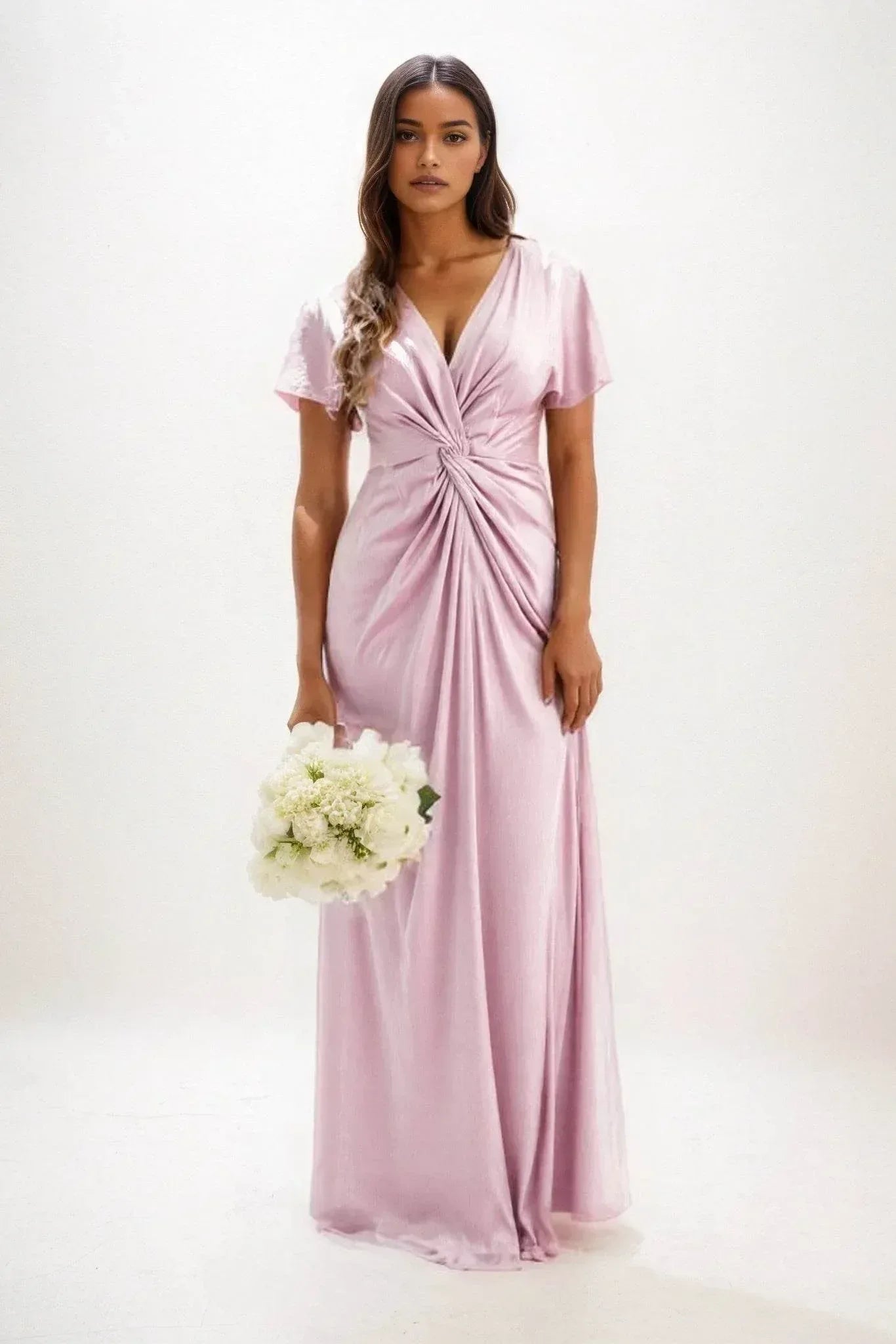 A-Line Maxi Luxe Satin Dress CB0838CS - COCOMELODY