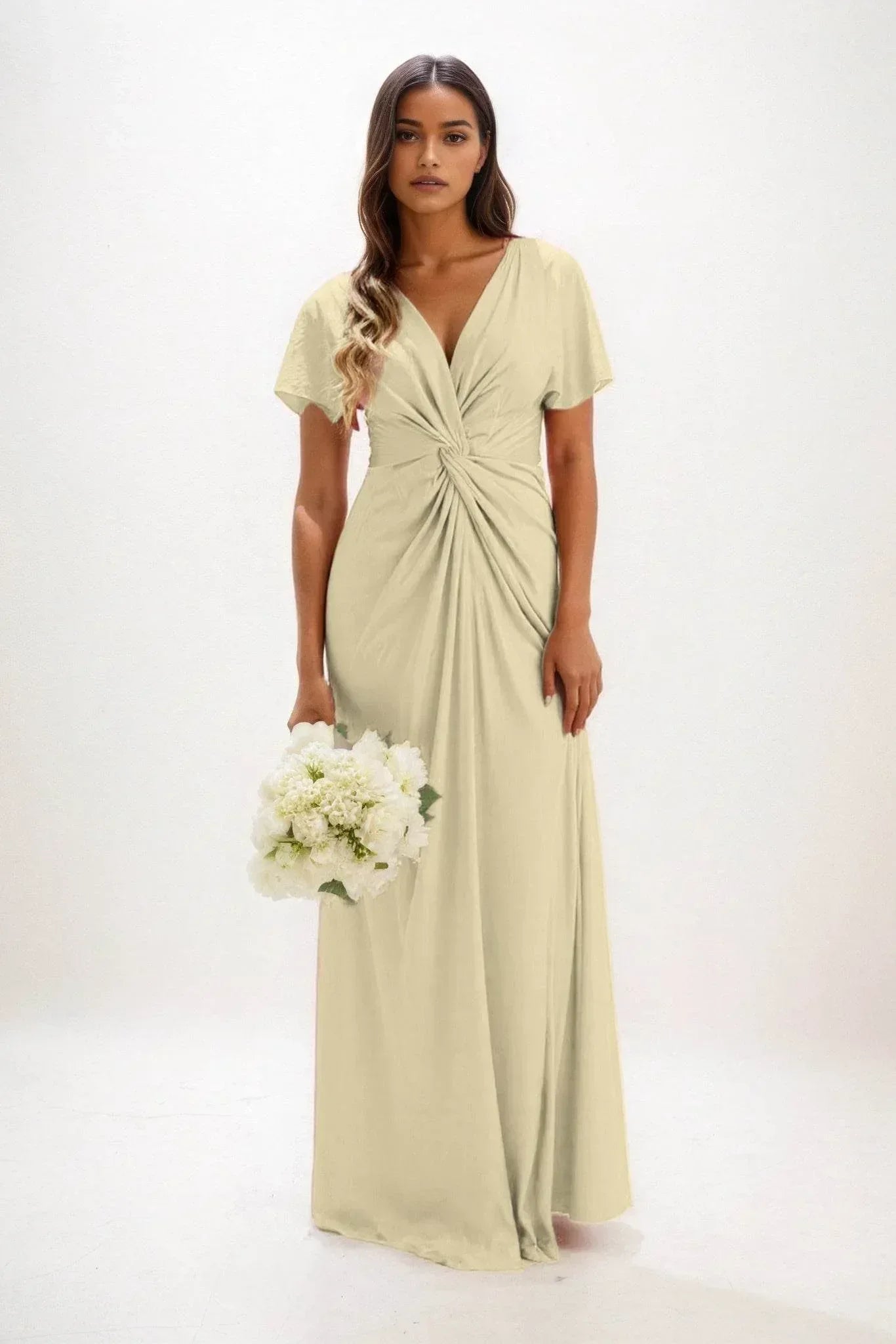 A-Line Maxi Luxe Satin Dress CB0838CS - COCOMELODY