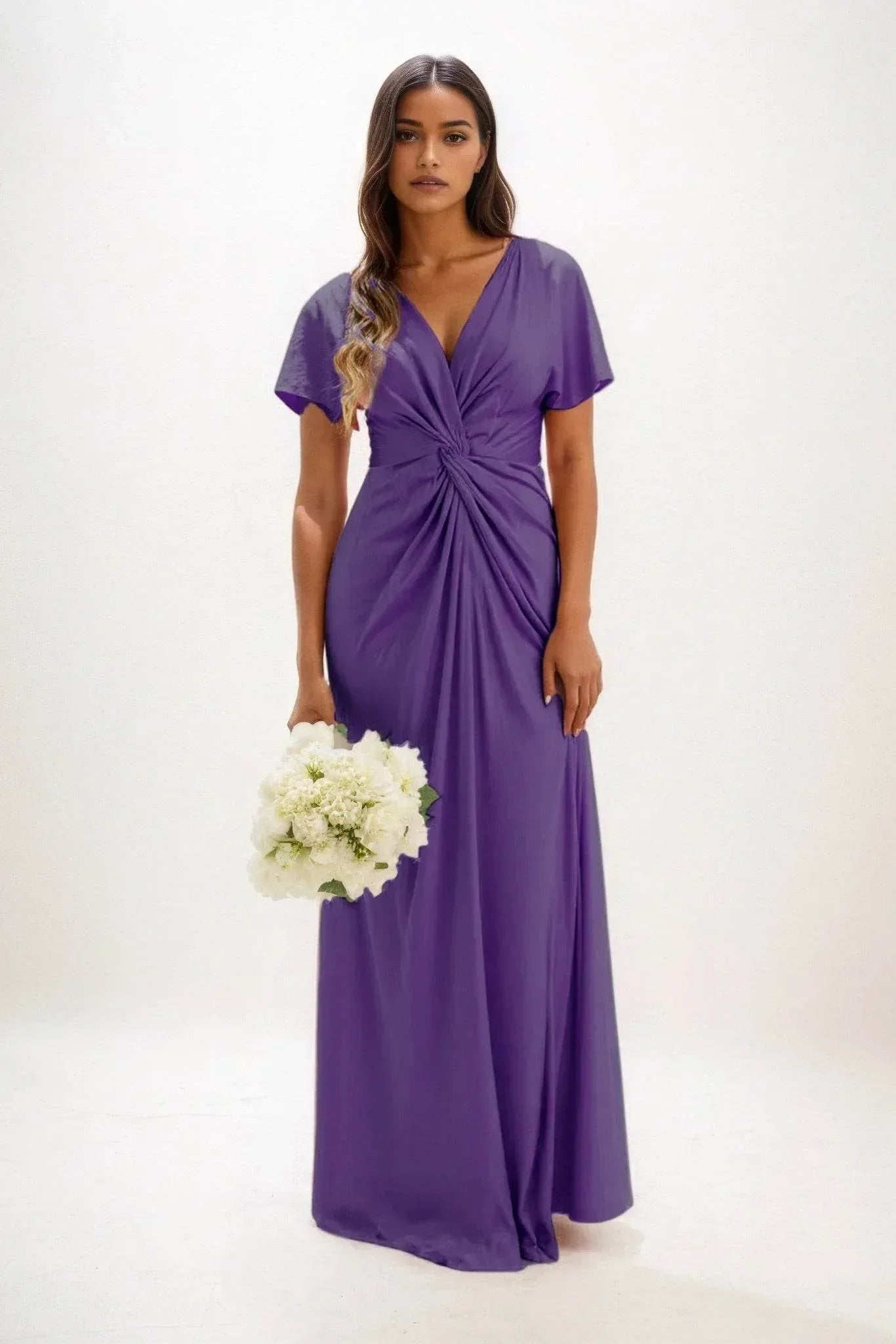 A-Line Maxi Luxe Satin Dress CB0838CS - COCOMELODY