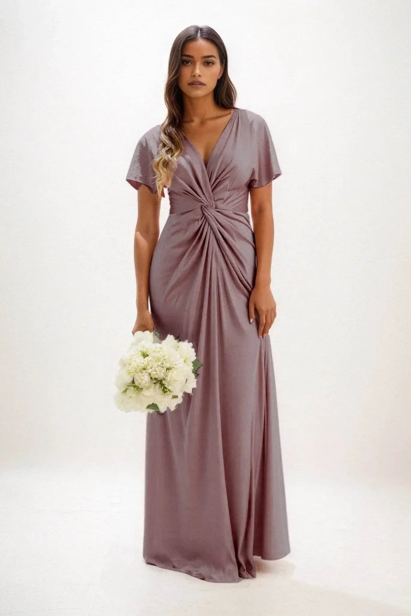 A-Line Maxi Luxe Satin Dress CB0838CS - COCOMELODY