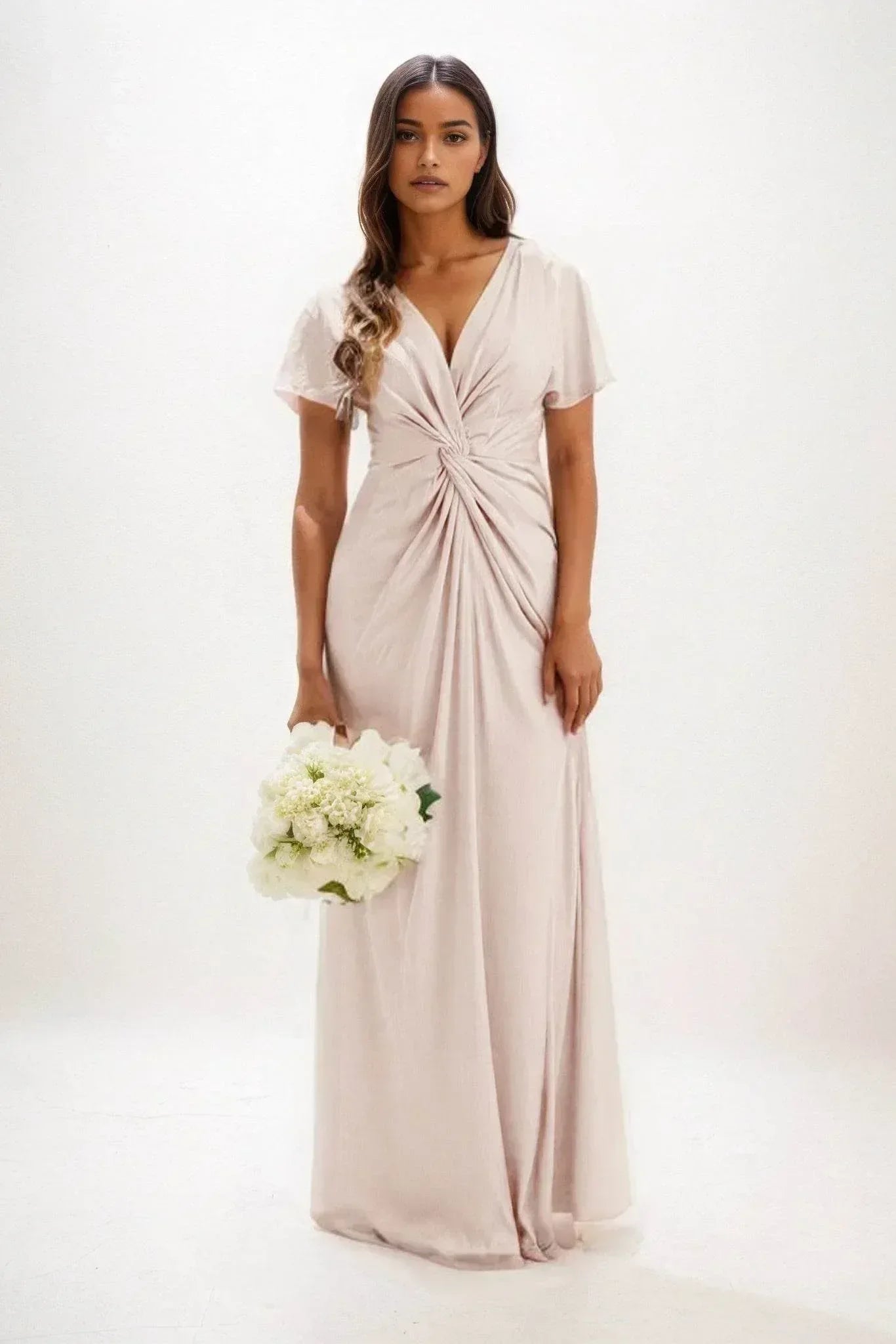 A-Line Maxi Luxe Satin Dress CB0838CS - COCOMELODY