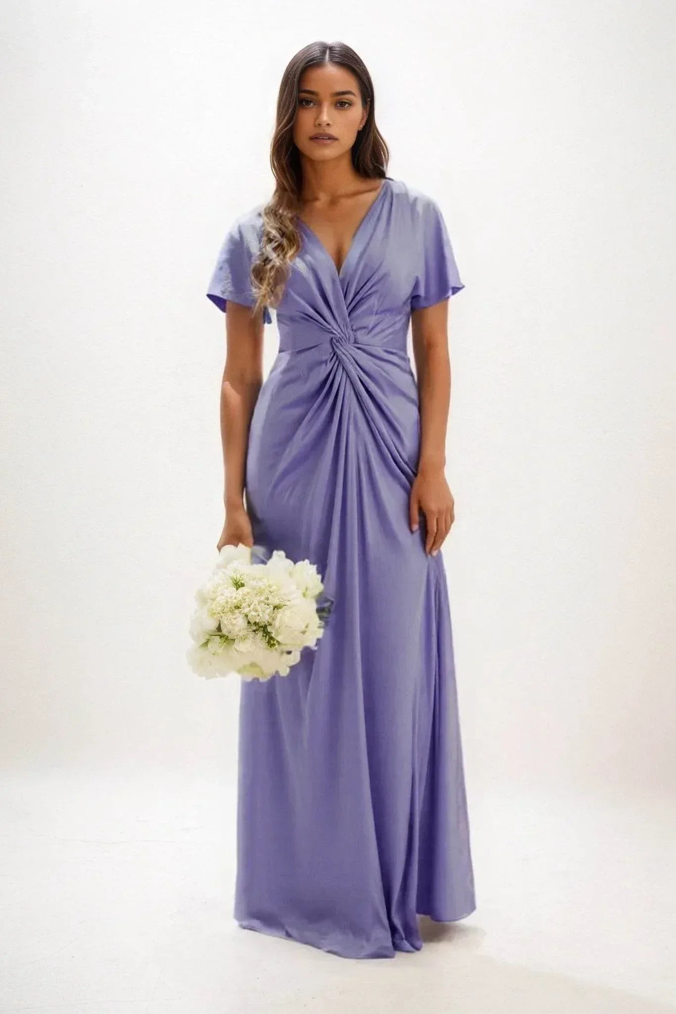 A-Line Maxi Luxe Satin Dress CB0838CS - COCOMELODY