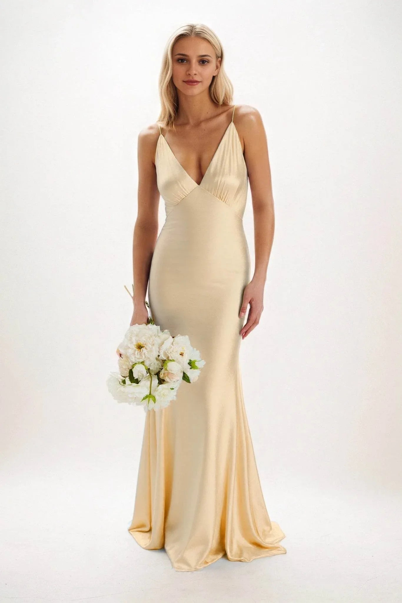 Sheath-Column Maxi Luxe Satin Dress CB0839CS - COCOMELODY
