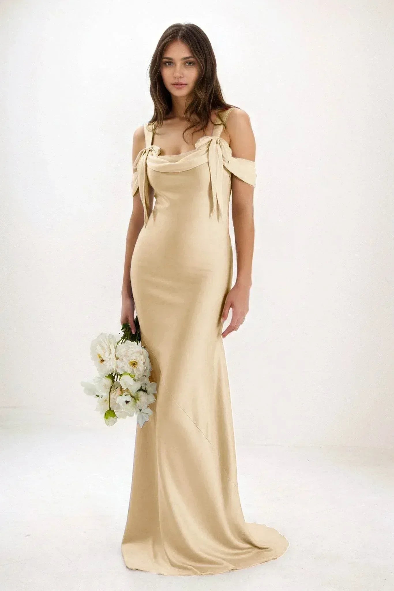 Sheath-Column Maxi Luxe Satin Dress CB0841CS - COCOMELODY