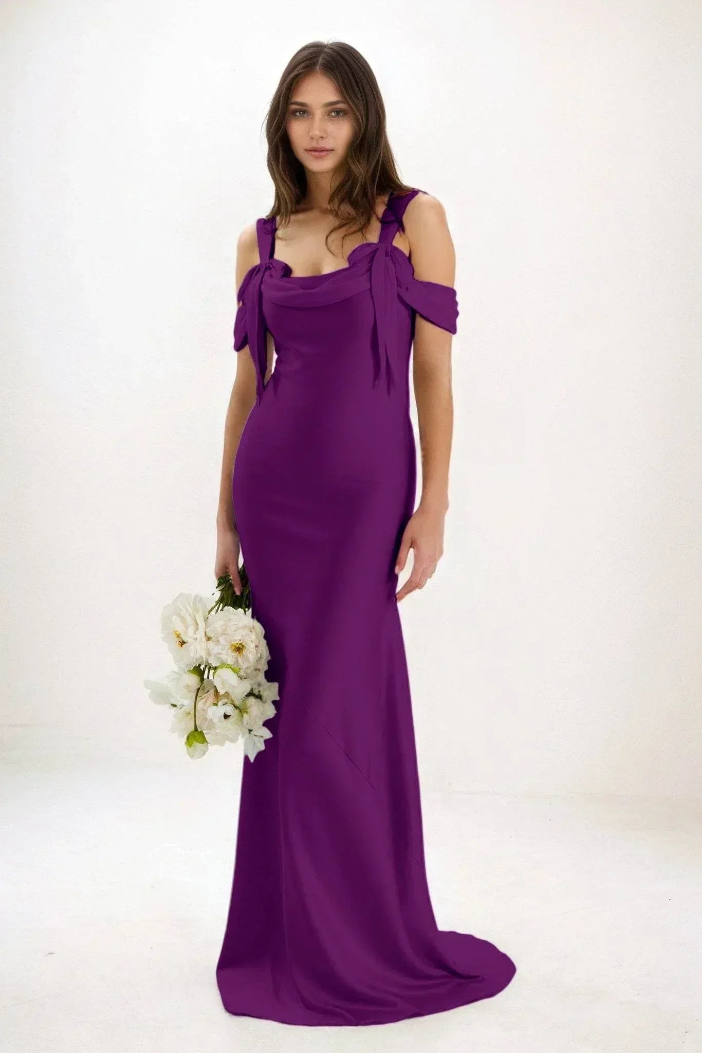 Sheath-Column Maxi Luxe Satin Dress CB0841CS - COCOMELODY