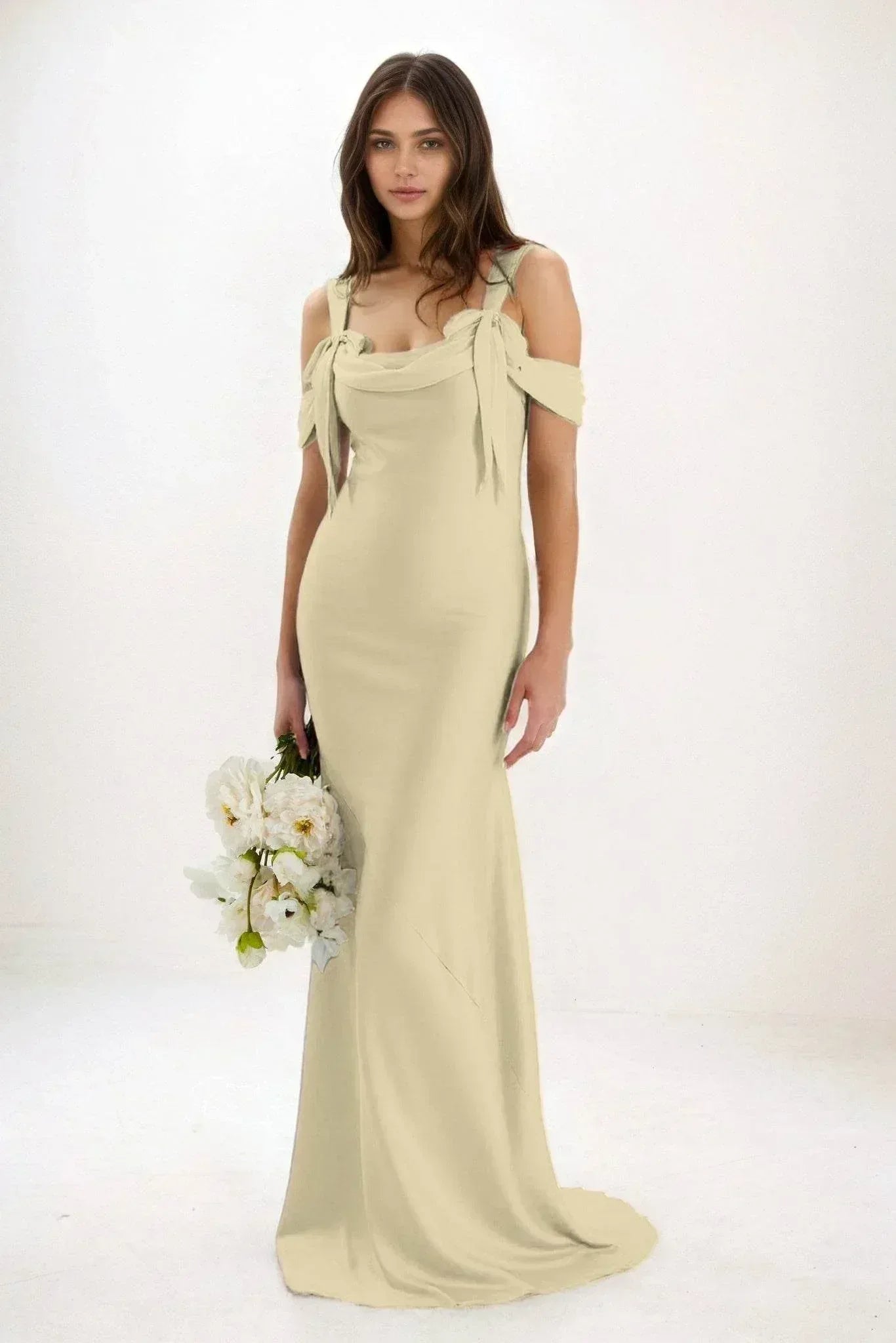 Sheath-Column Maxi Luxe Satin Dress CB0841CS - COCOMELODY