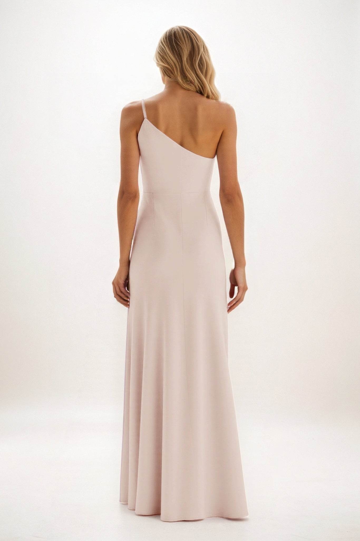 Sheath-Column Maxi Luxe Satin Bridesmaid Dress CB0842 - COCOMELODY