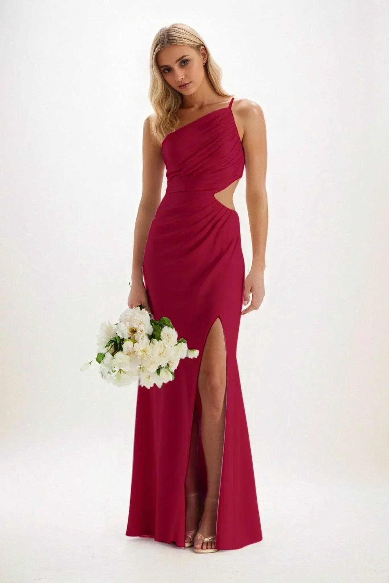 Sheath-Column Maxi Luxe Satin Dress CB084CS - COCOMELODY