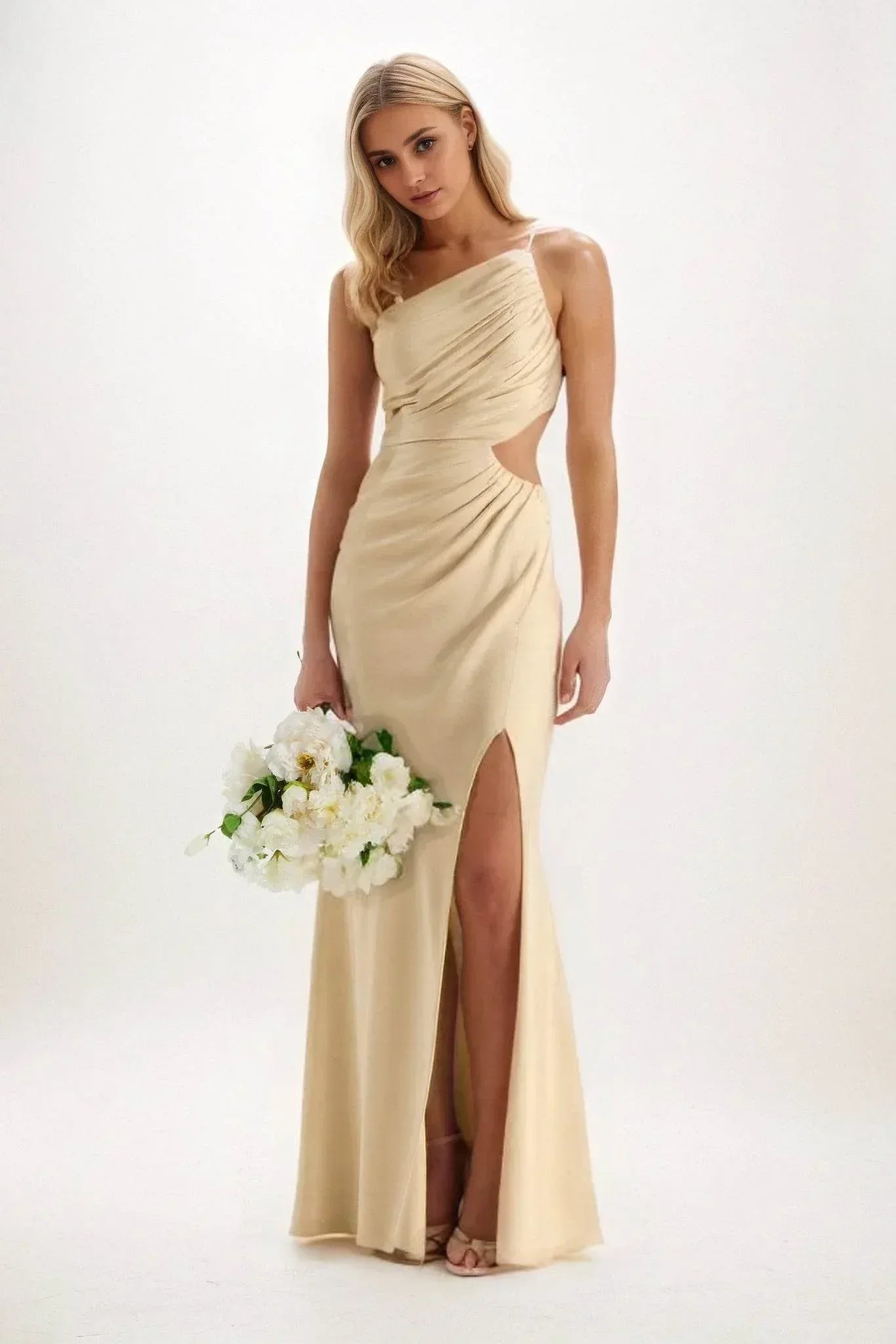 Sheath-Column Maxi Luxe Satin Dress CB084CS - COCOMELODY