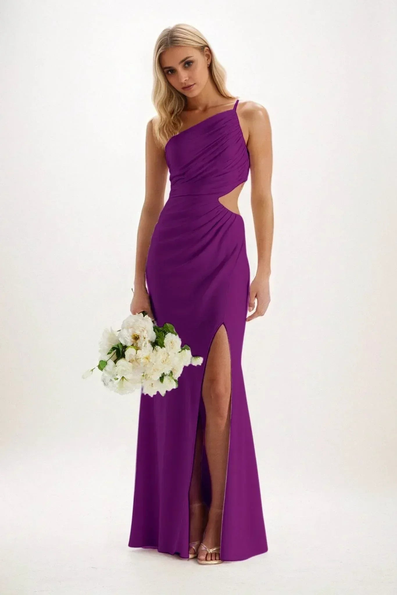 Sheath-Column Maxi Luxe Satin Dress CB084CS - COCOMELODY