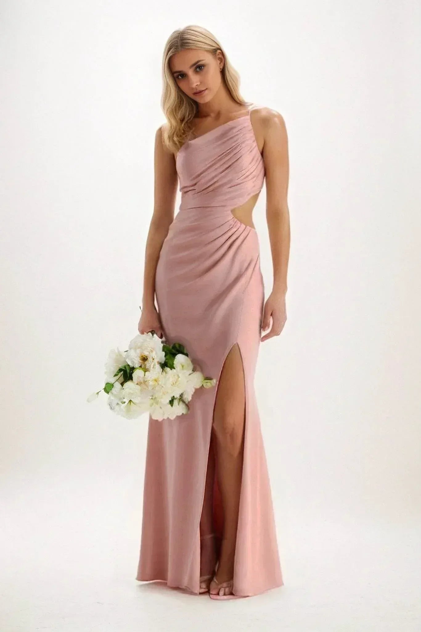 Sheath-Column Maxi Luxe Satin Dress CB084CS - COCOMELODY