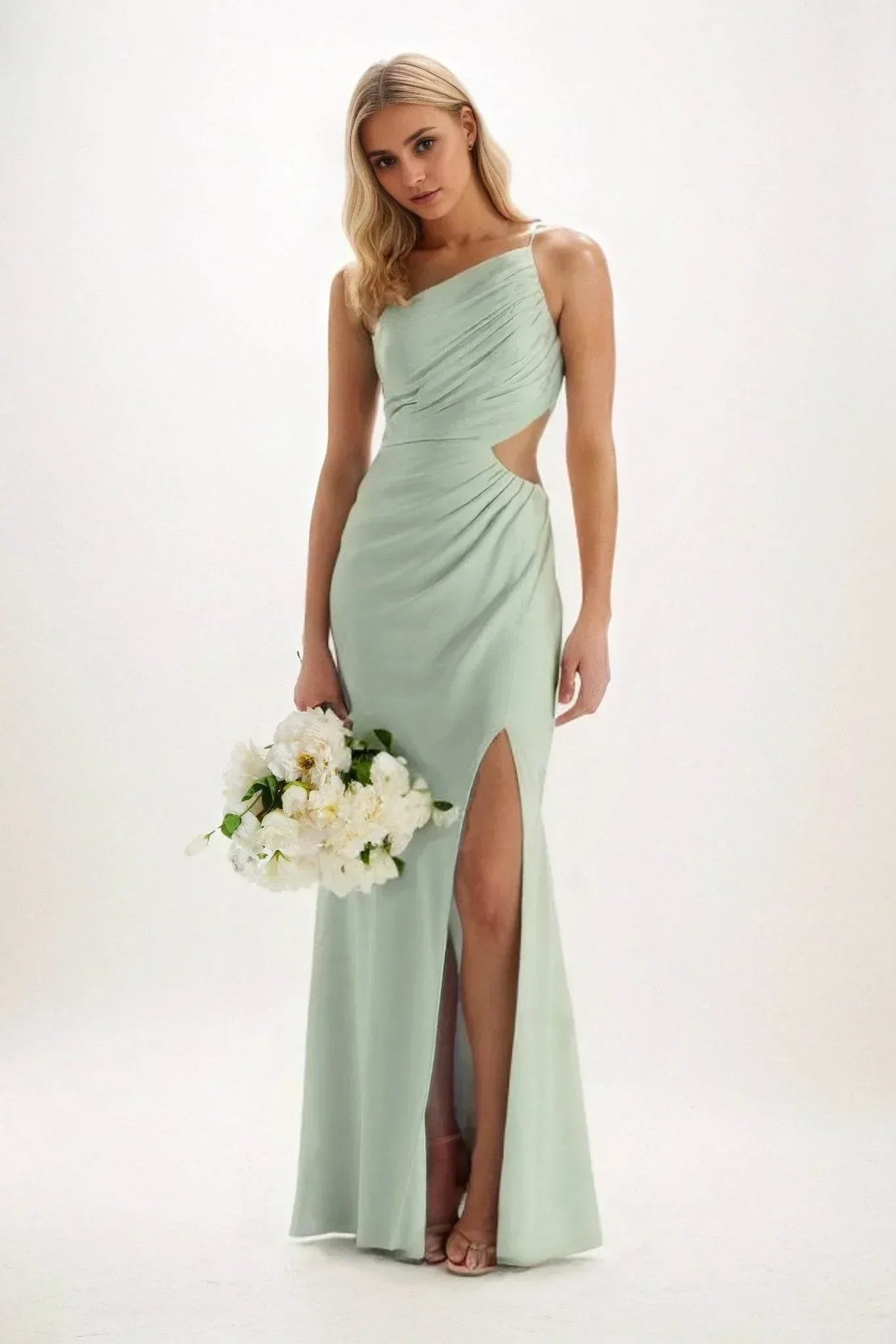 Sheath-Column Maxi Luxe Satin Dress CB084CS - COCOMELODY