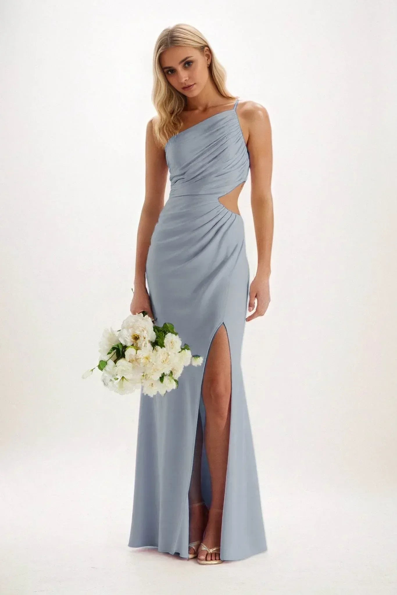 Sheath-Column Maxi Luxe Satin Dress CB084CS - COCOMELODY