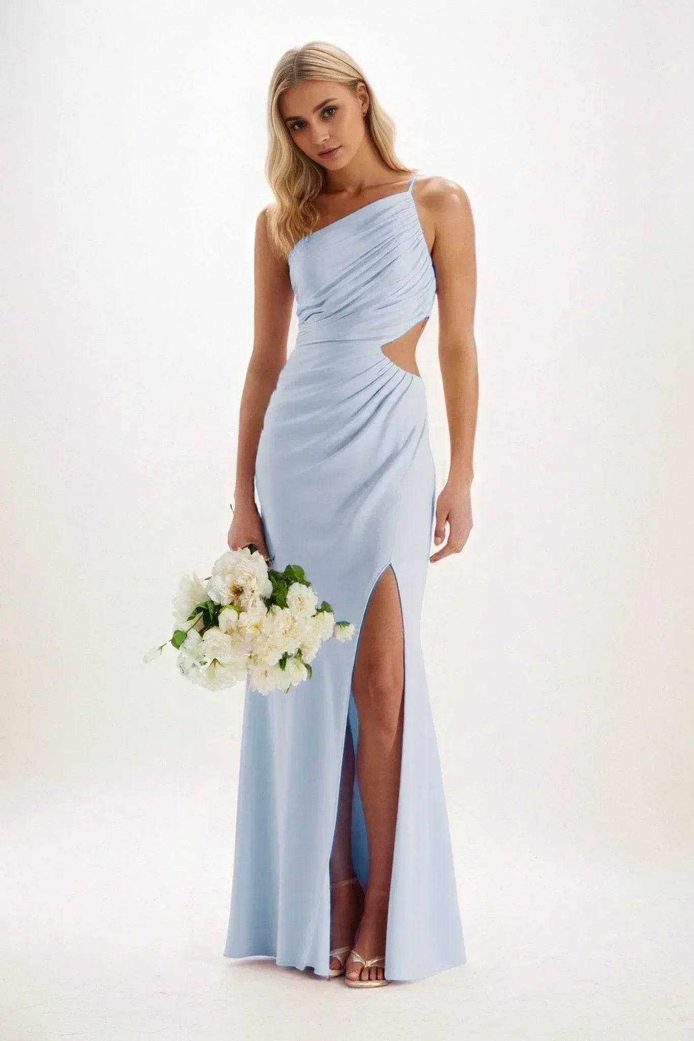 Sheath-Column Maxi Luxe Satin Dress CB084CS - COCOMELODY