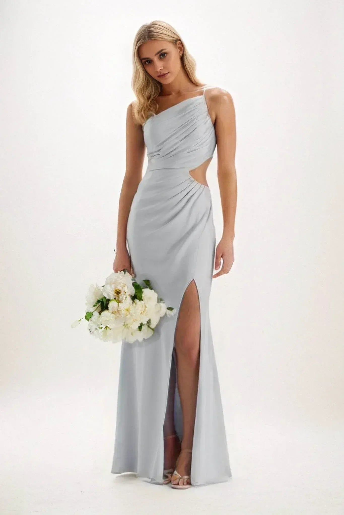 Sheath-Column Maxi Luxe Satin Dress CB084CS - COCOMELODY