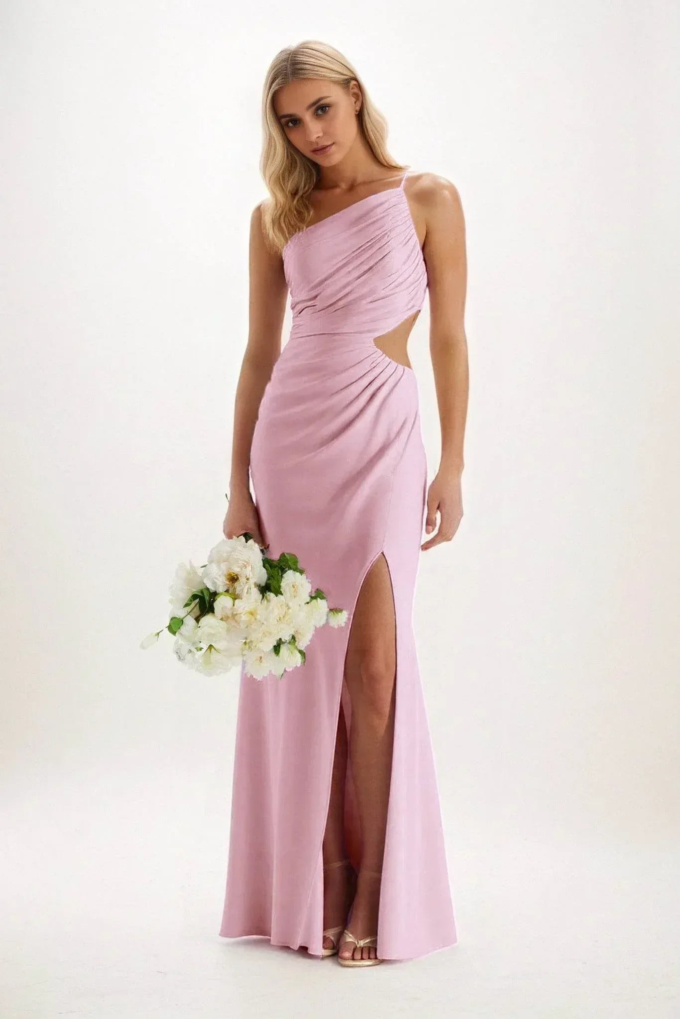 Sheath-Column Maxi Luxe Satin Dress CB084CS - COCOMELODY