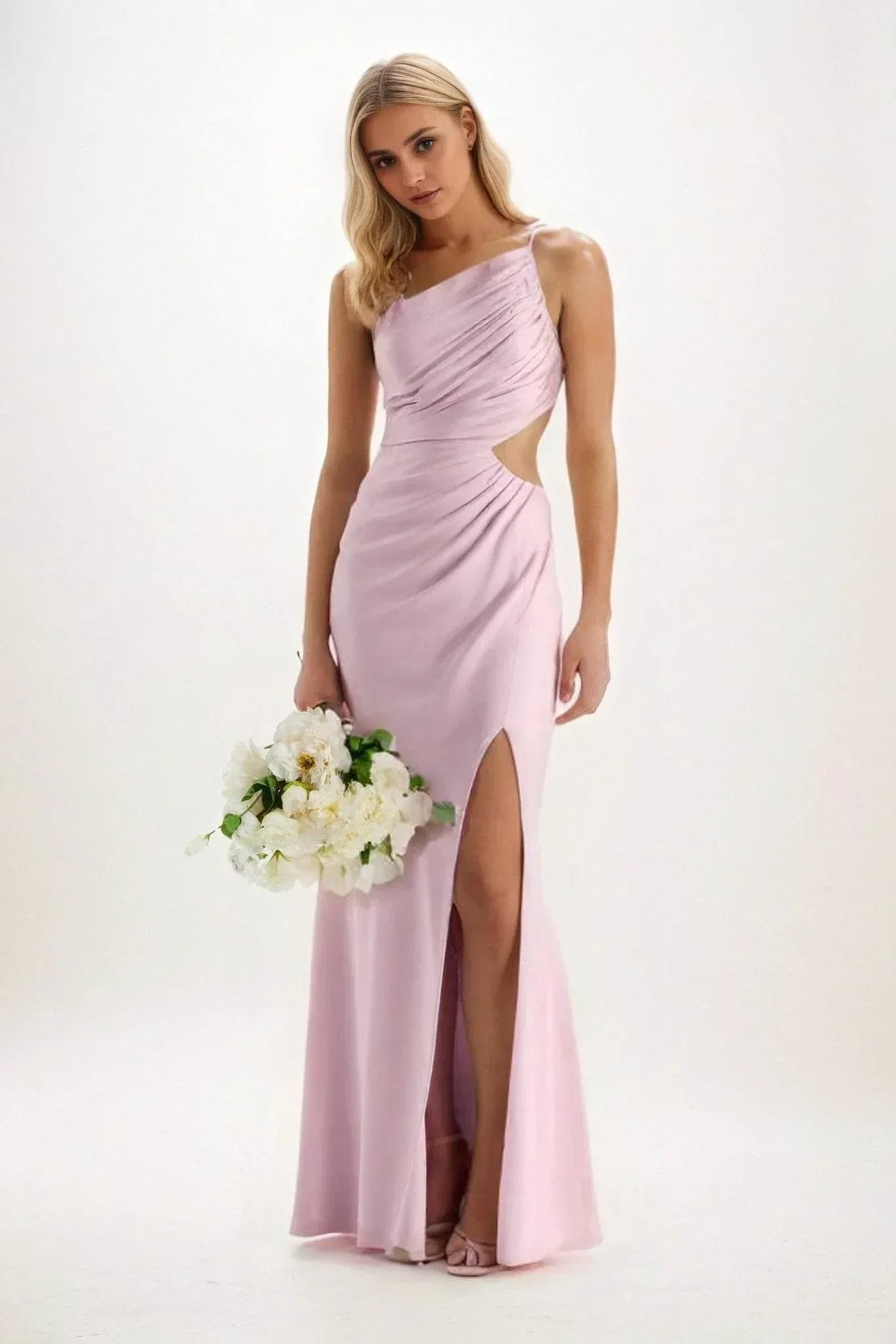 Sheath-Column Maxi Luxe Satin Dress CB084CS - COCOMELODY