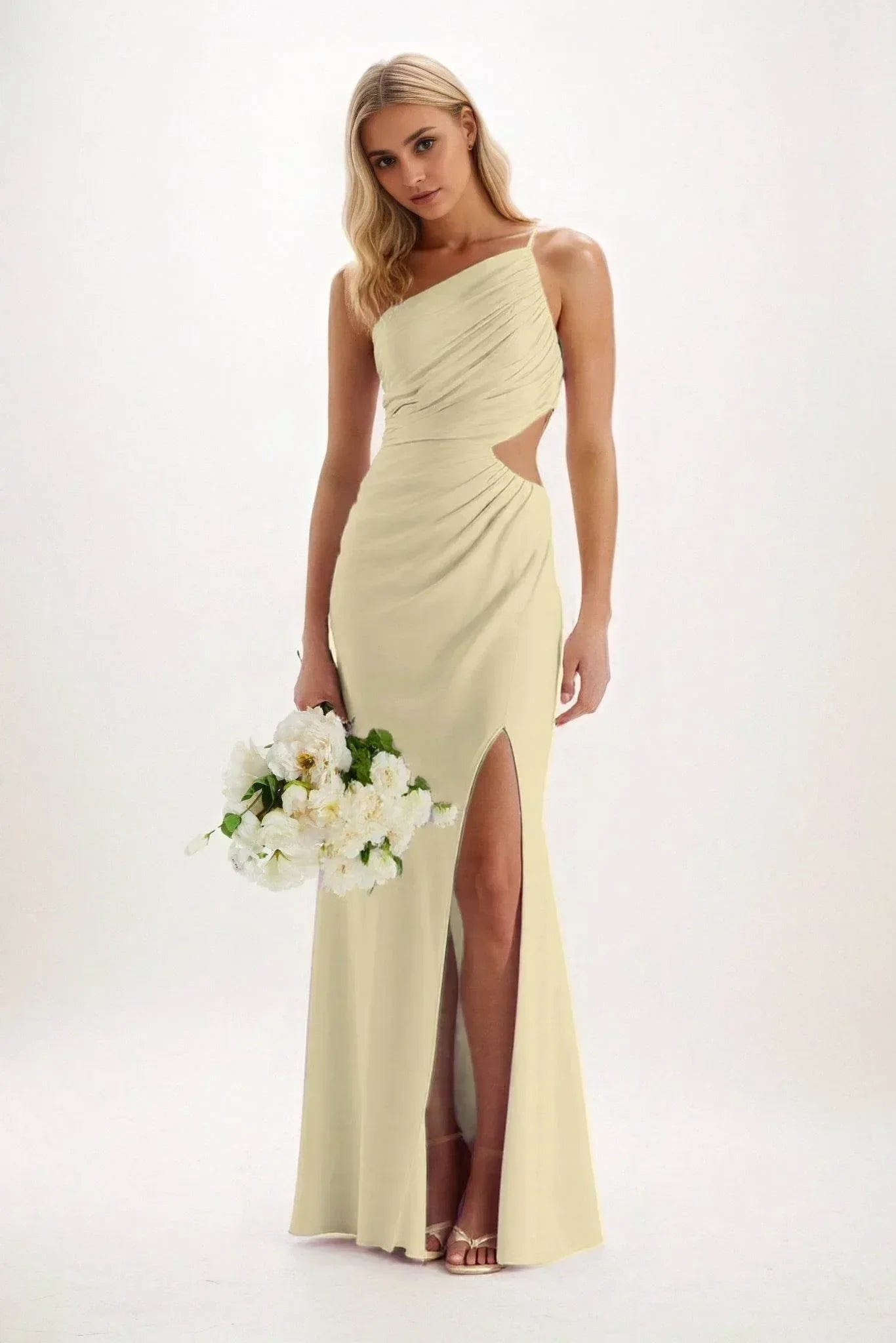 Sheath-Column Maxi Luxe Satin Dress CB084CS - COCOMELODY