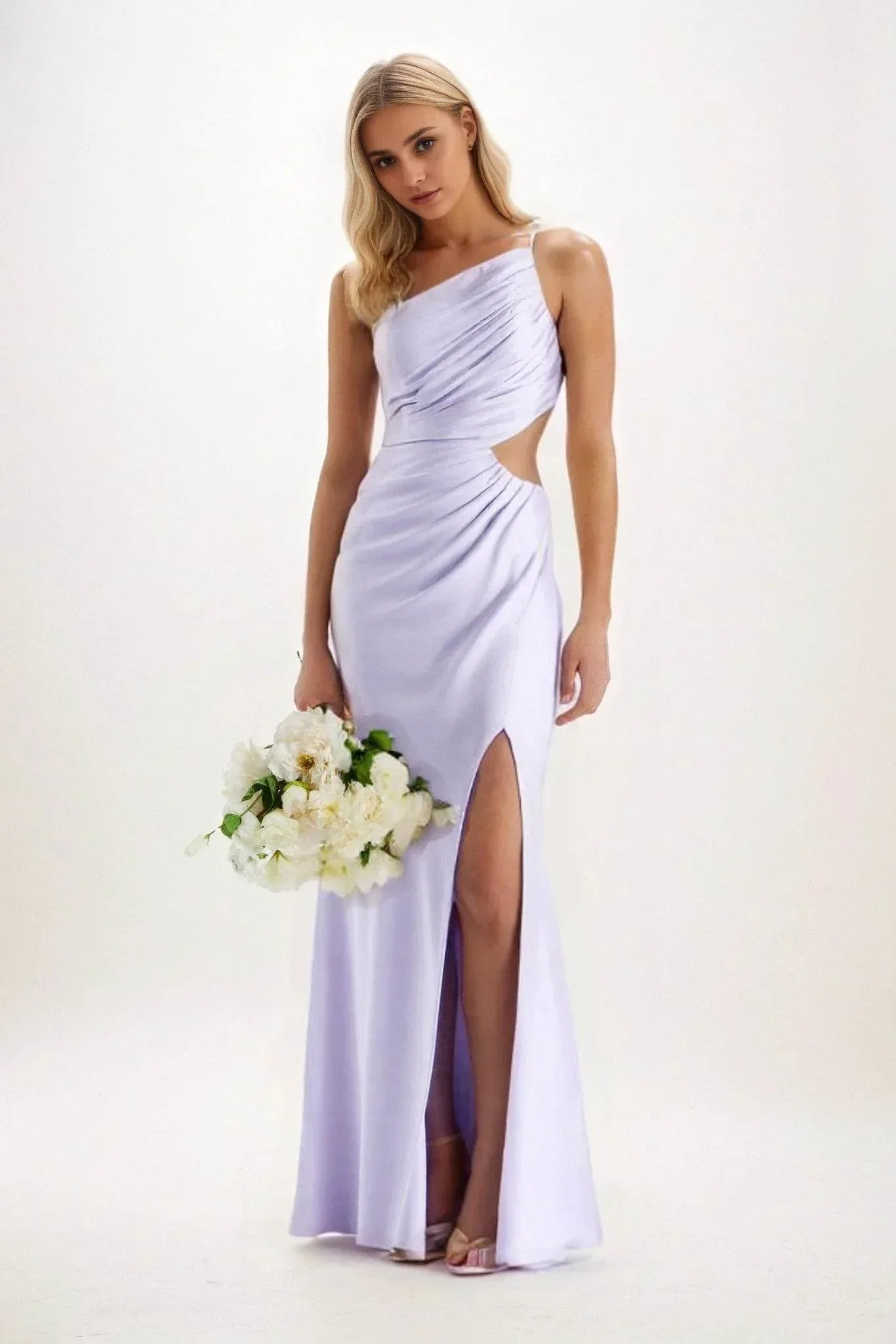 Sheath-Column Maxi Luxe Satin Dress CB084CS - COCOMELODY