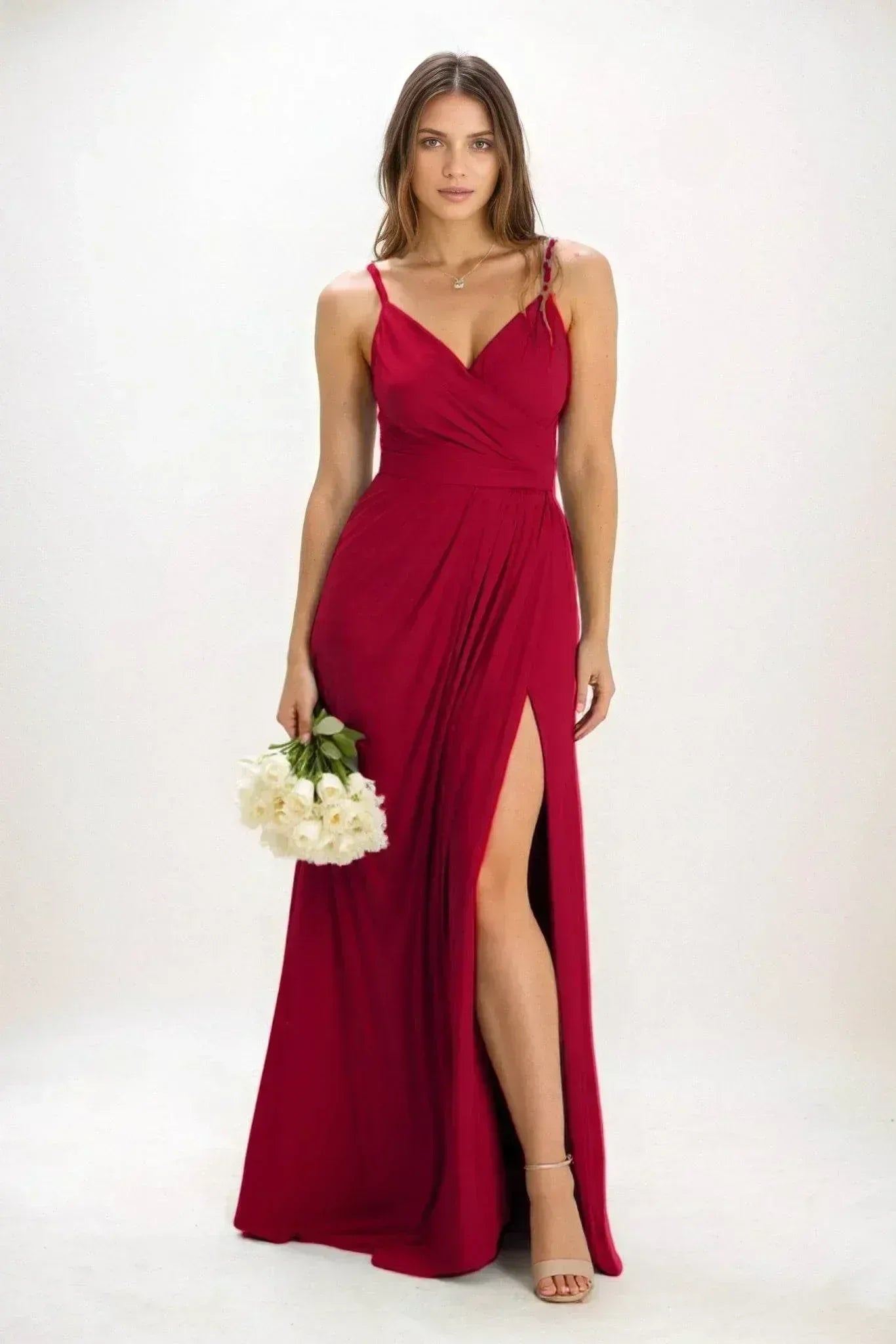 A-Line Maxi Luxe Satin Dress CB0844CS - COCOMELODY