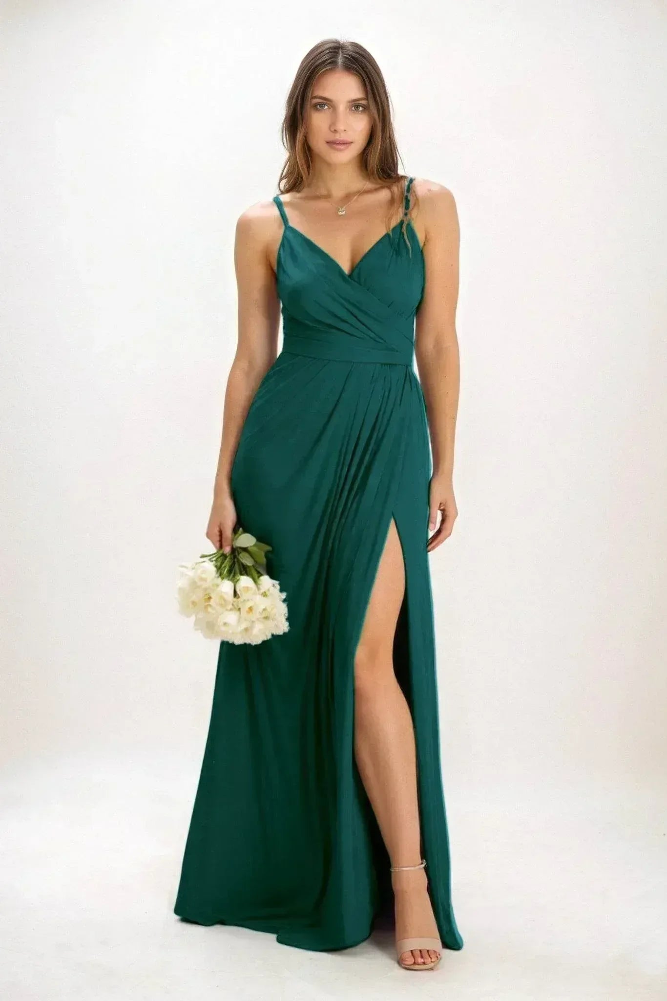 A-Line Maxi Luxe Satin Dress CB0844CS - COCOMELODY