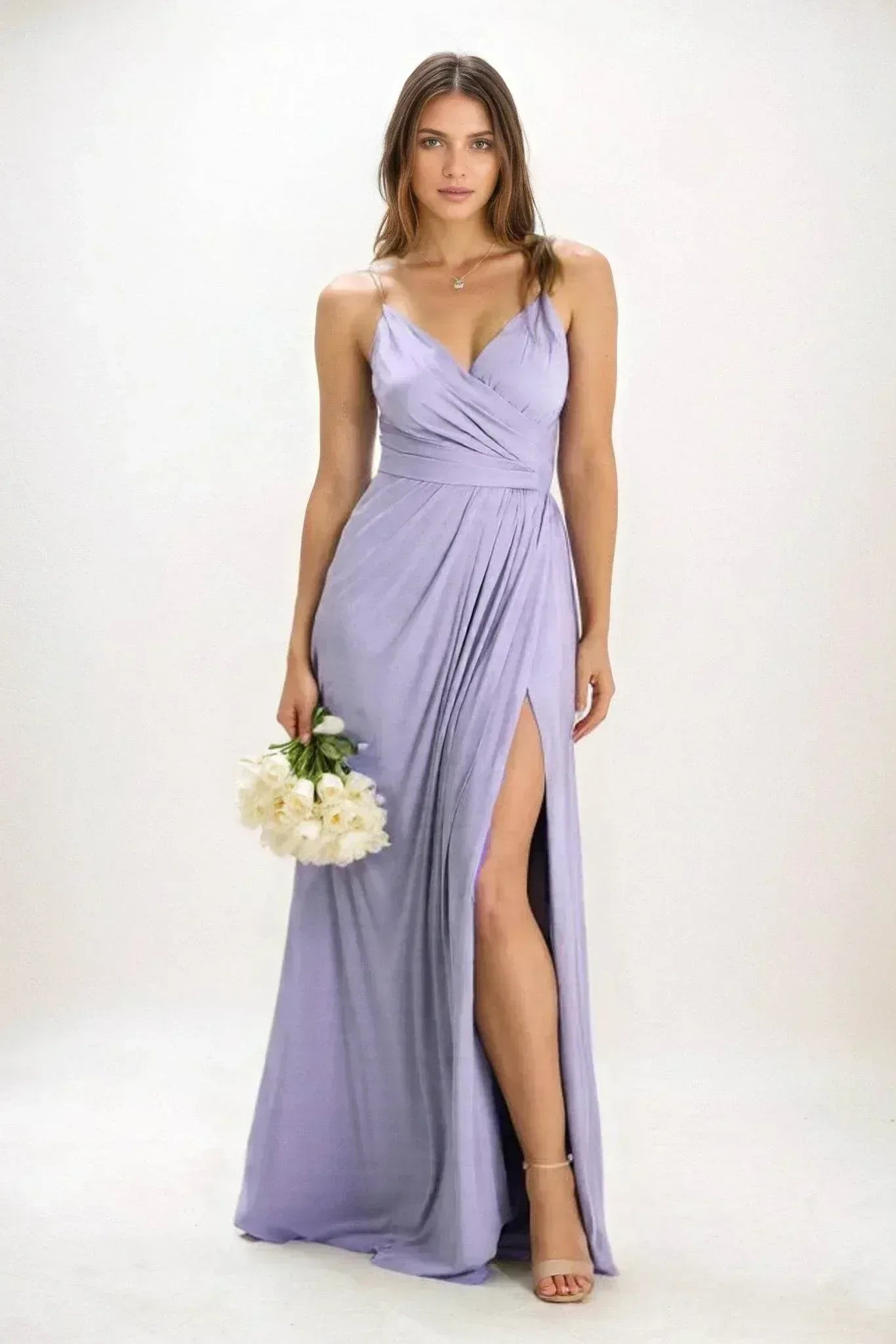 A-Line Maxi Luxe Satin Dress CB0844CS - COCOMELODY