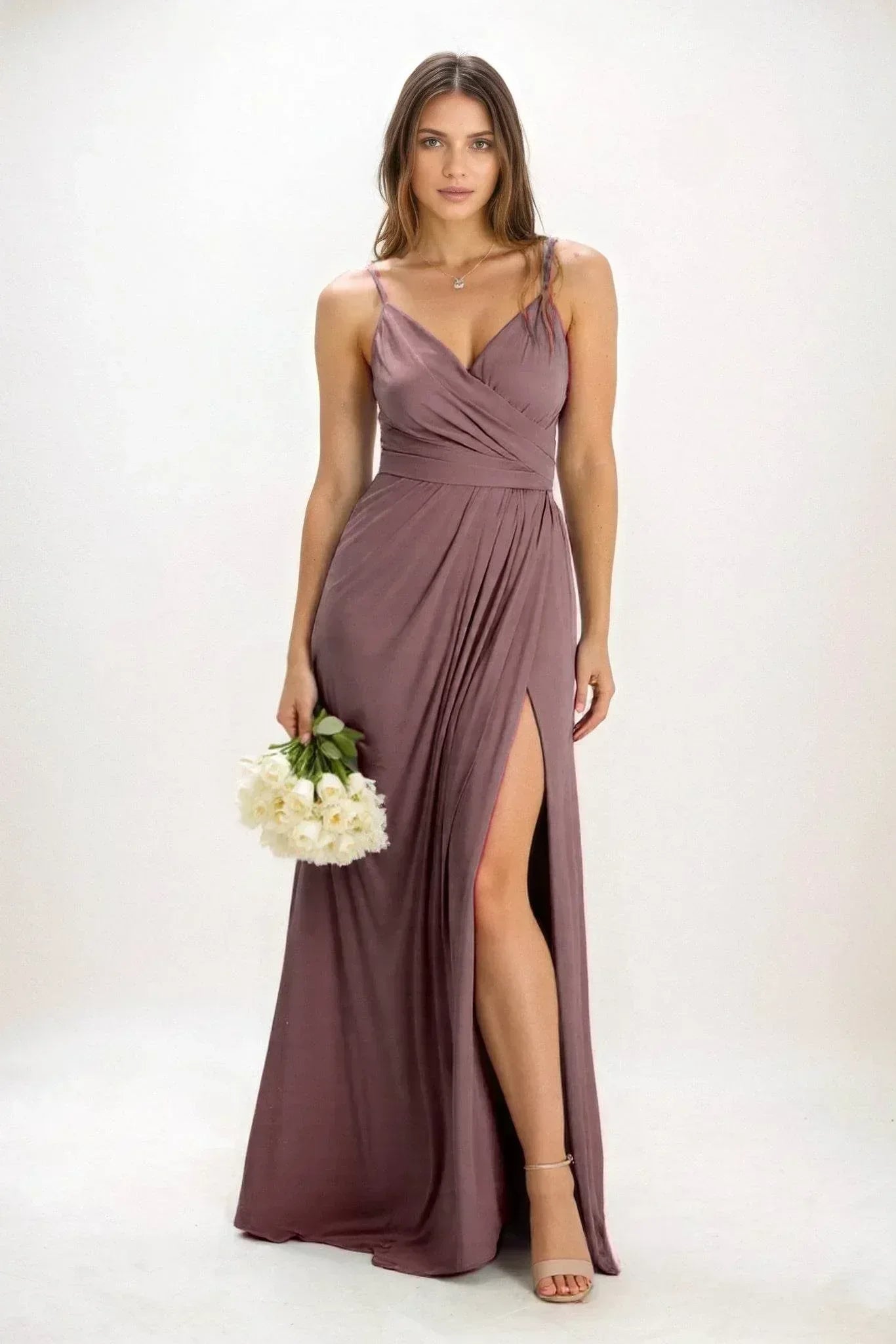 A-Line Maxi Luxe Satin Dress CB0844CS - COCOMELODY