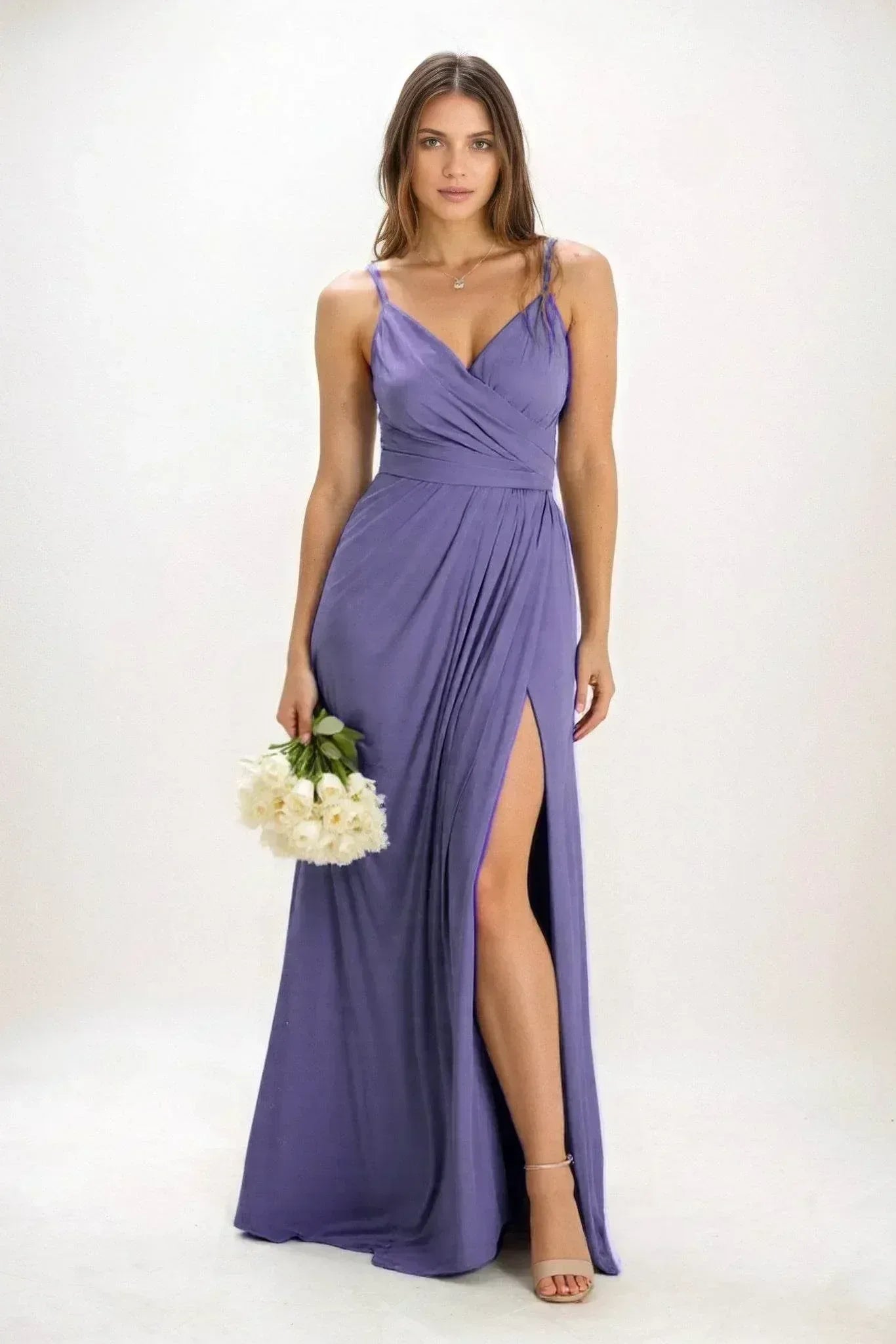 A-Line Maxi Luxe Satin Dress CB0844CS - COCOMELODY