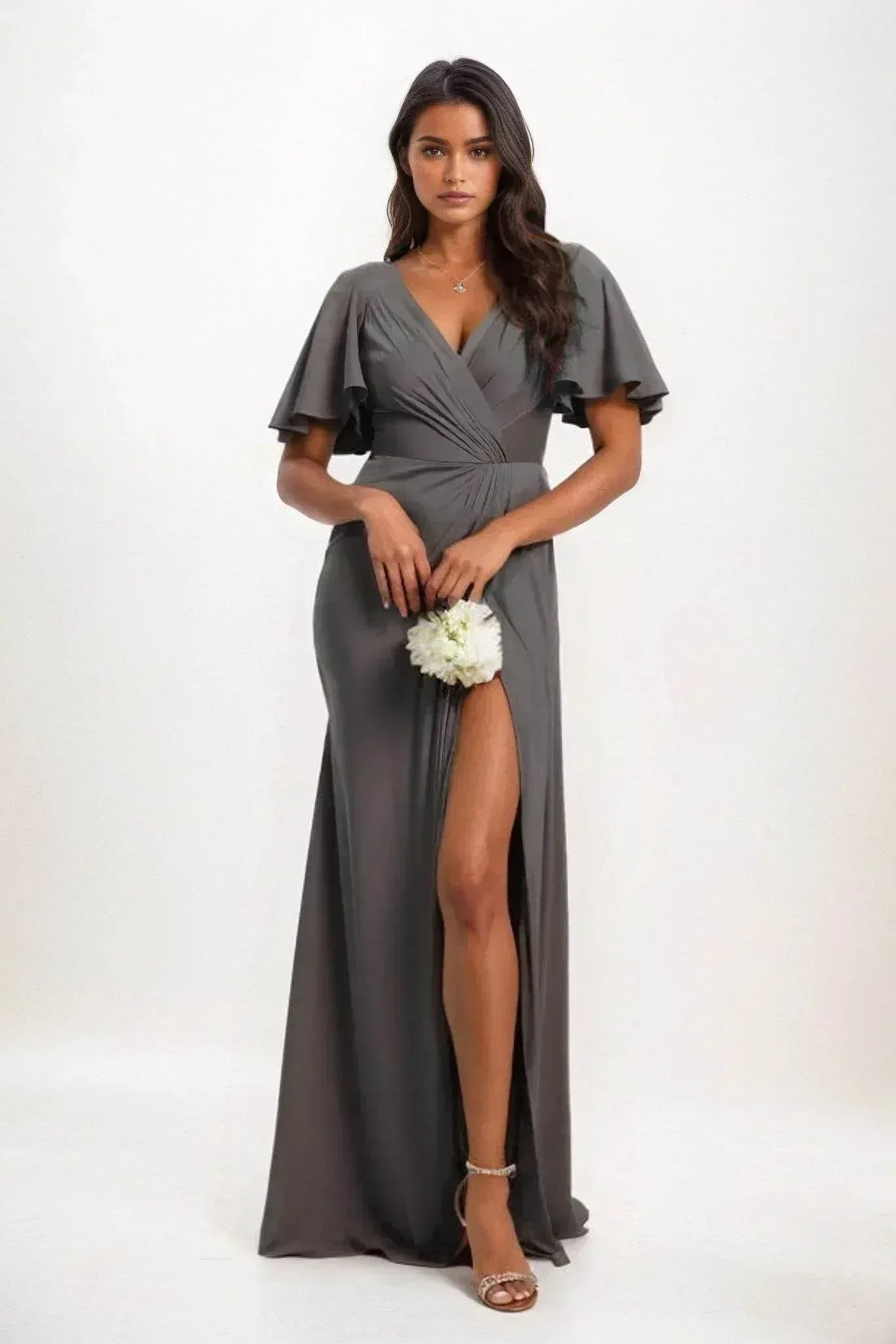 A-Line Maxi Luxe Satin Dress CB0846CS - COCOMELODY