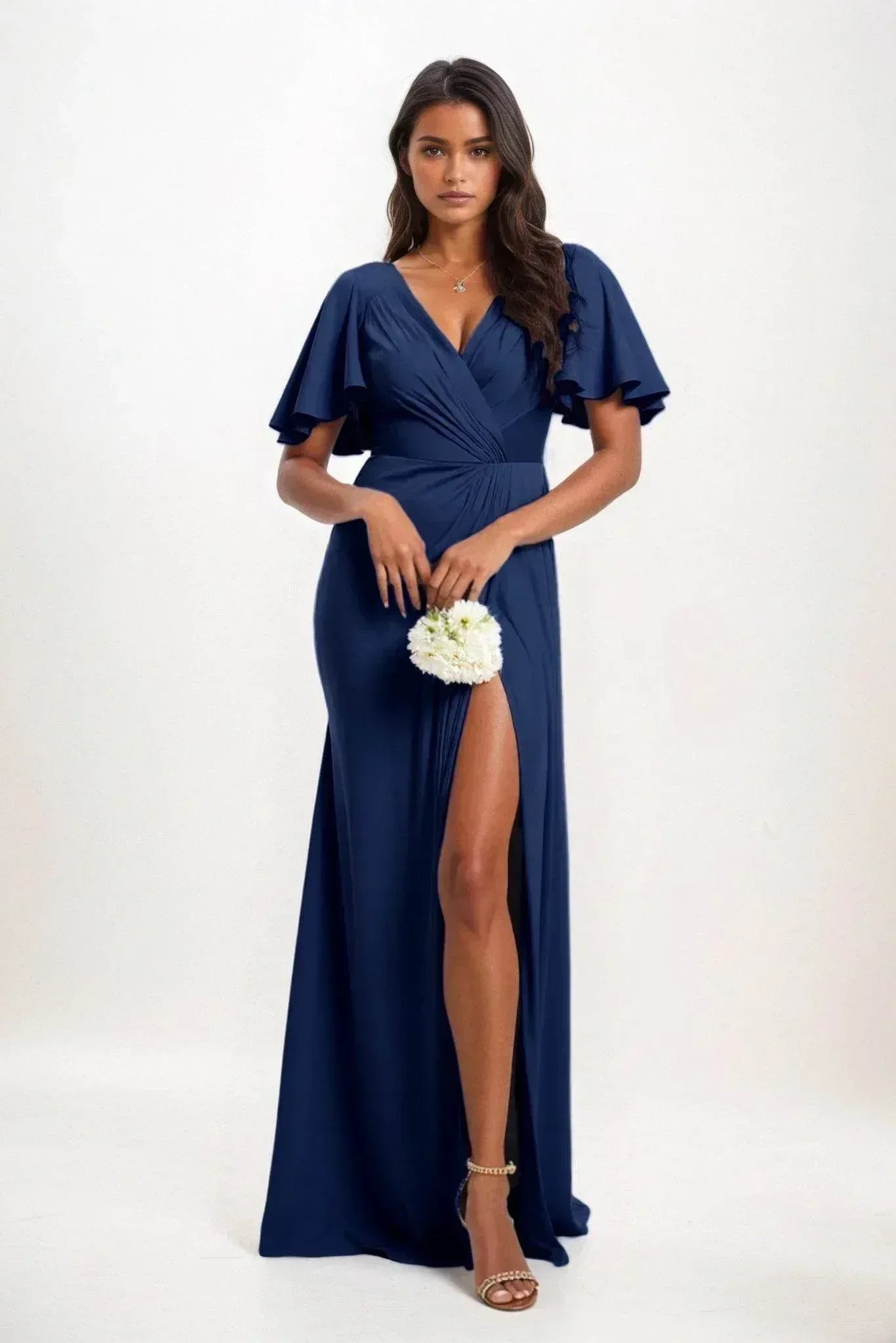 A-Line Maxi Luxe Satin Dress CB0846CS - COCOMELODY