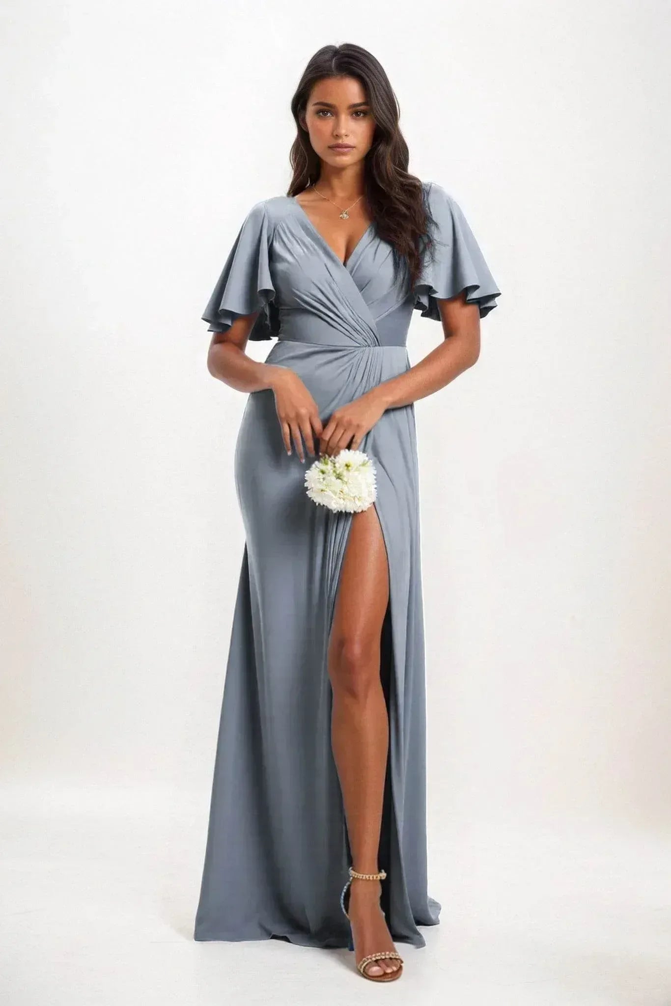 A-Line Maxi Luxe Satin Dress CB0846CS - COCOMELODY