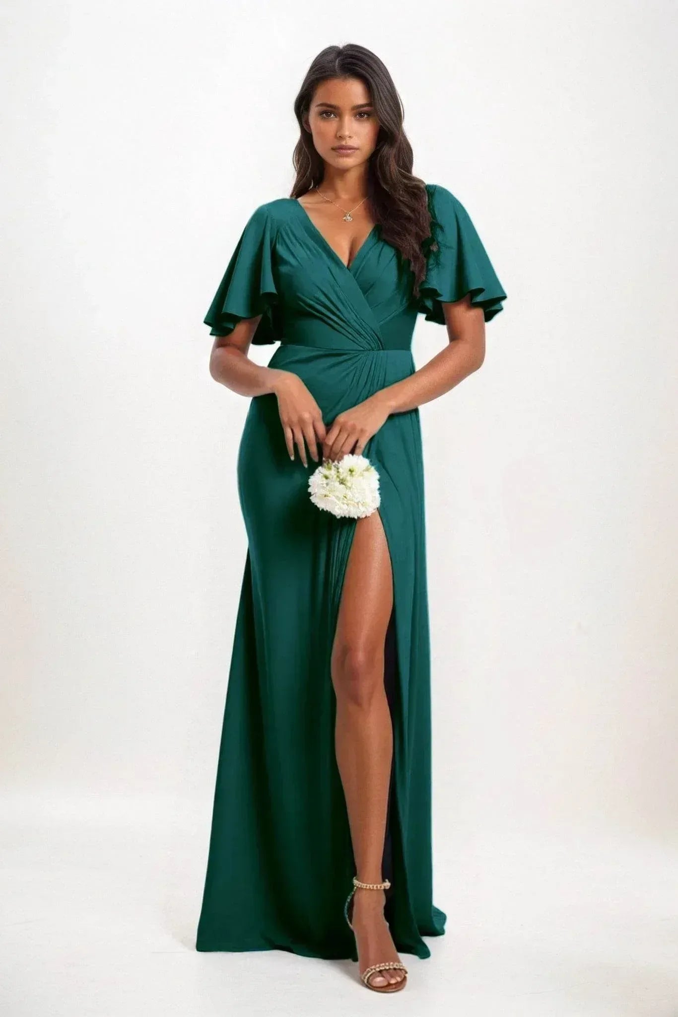 A-Line Maxi Luxe Satin Dress CB0846CS - COCOMELODY