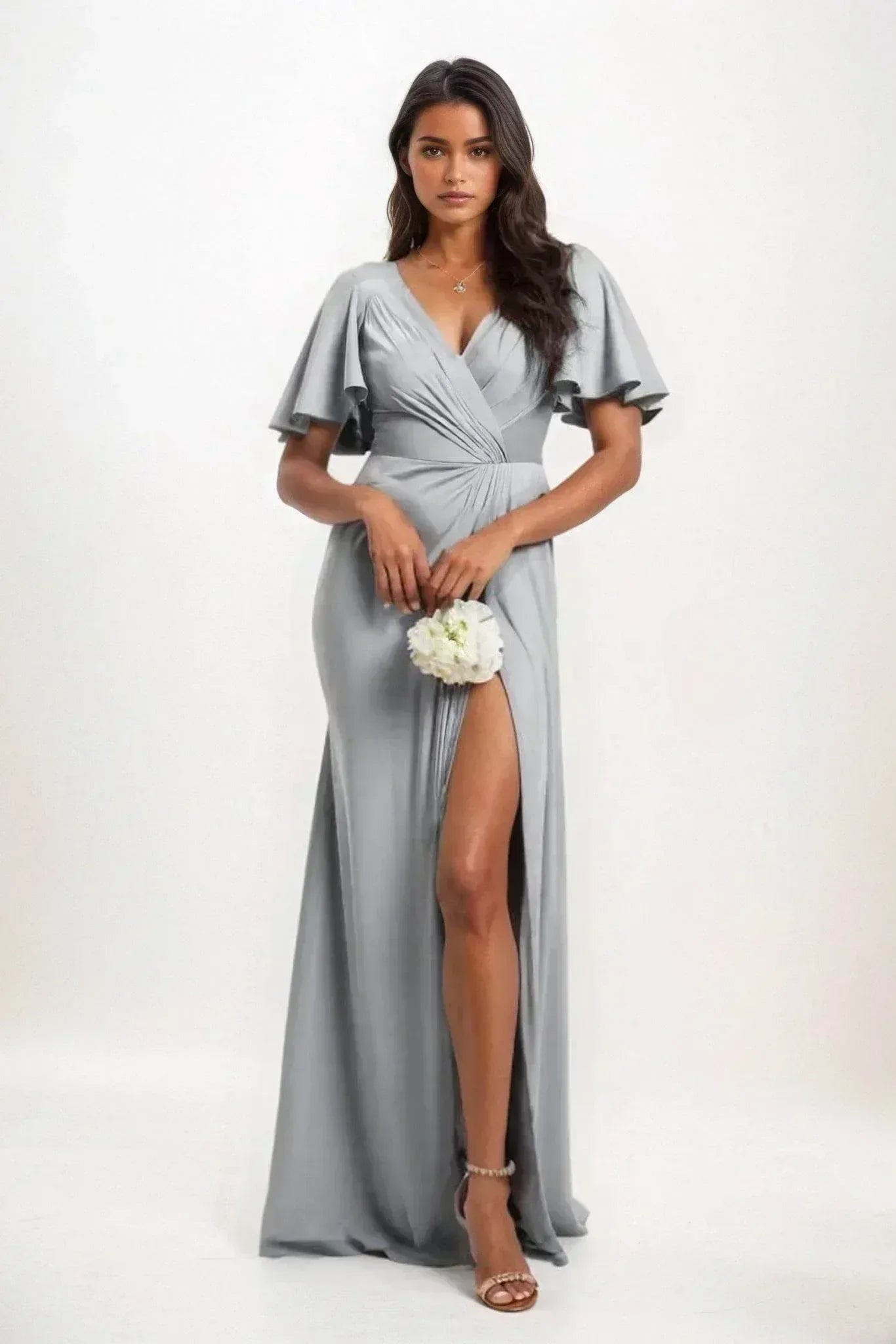 A-Line Maxi Luxe Satin Dress CB0846CS - COCOMELODY