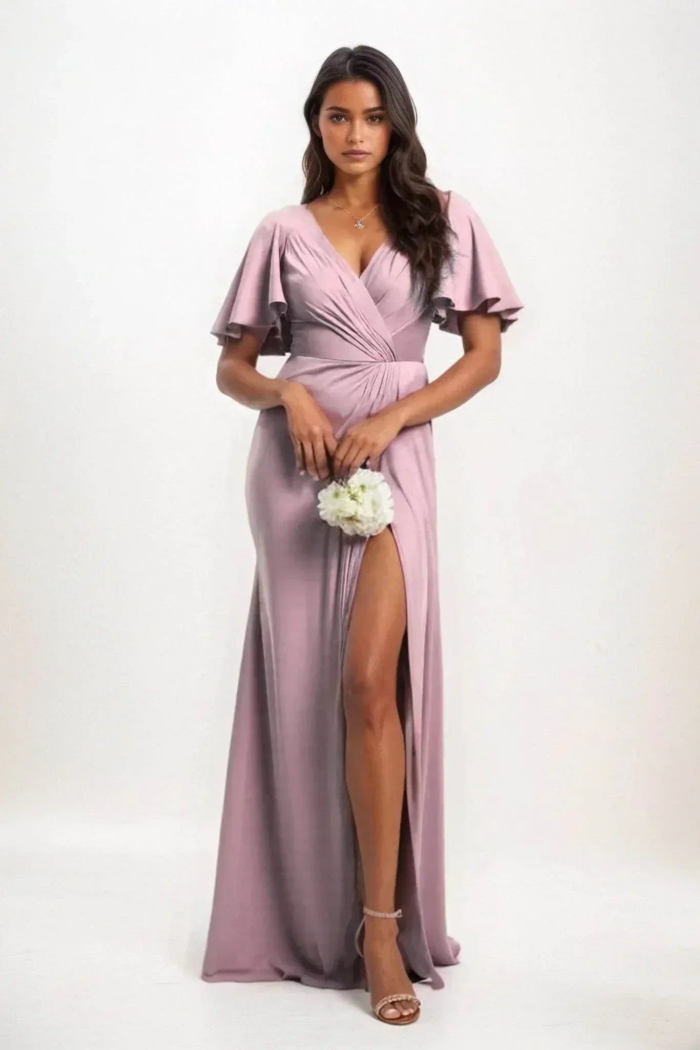 A-Line Maxi Luxe Satin Dress CB0846CS - COCOMELODY