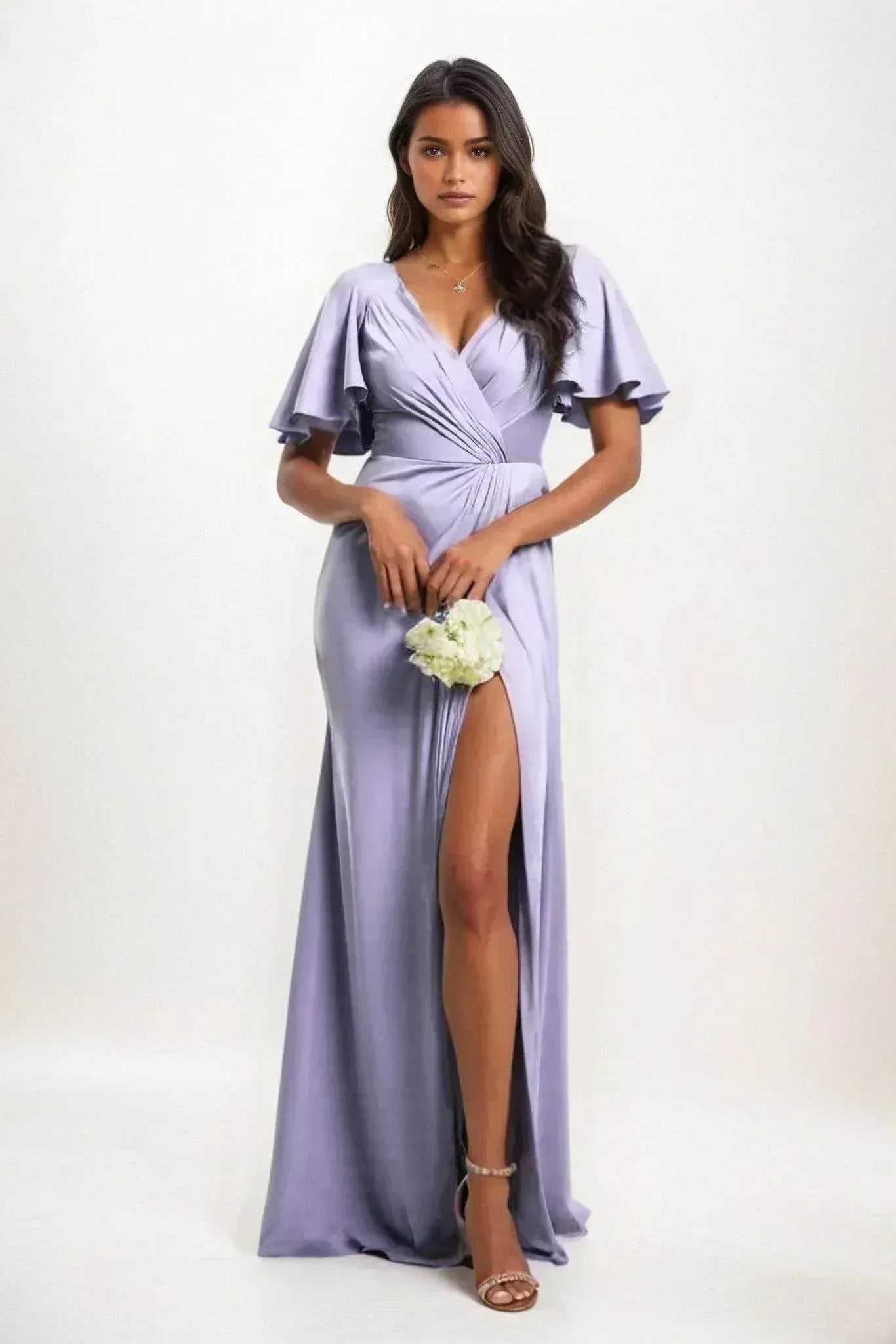 A-Line Maxi Luxe Satin Dress CB0846CS - COCOMELODY