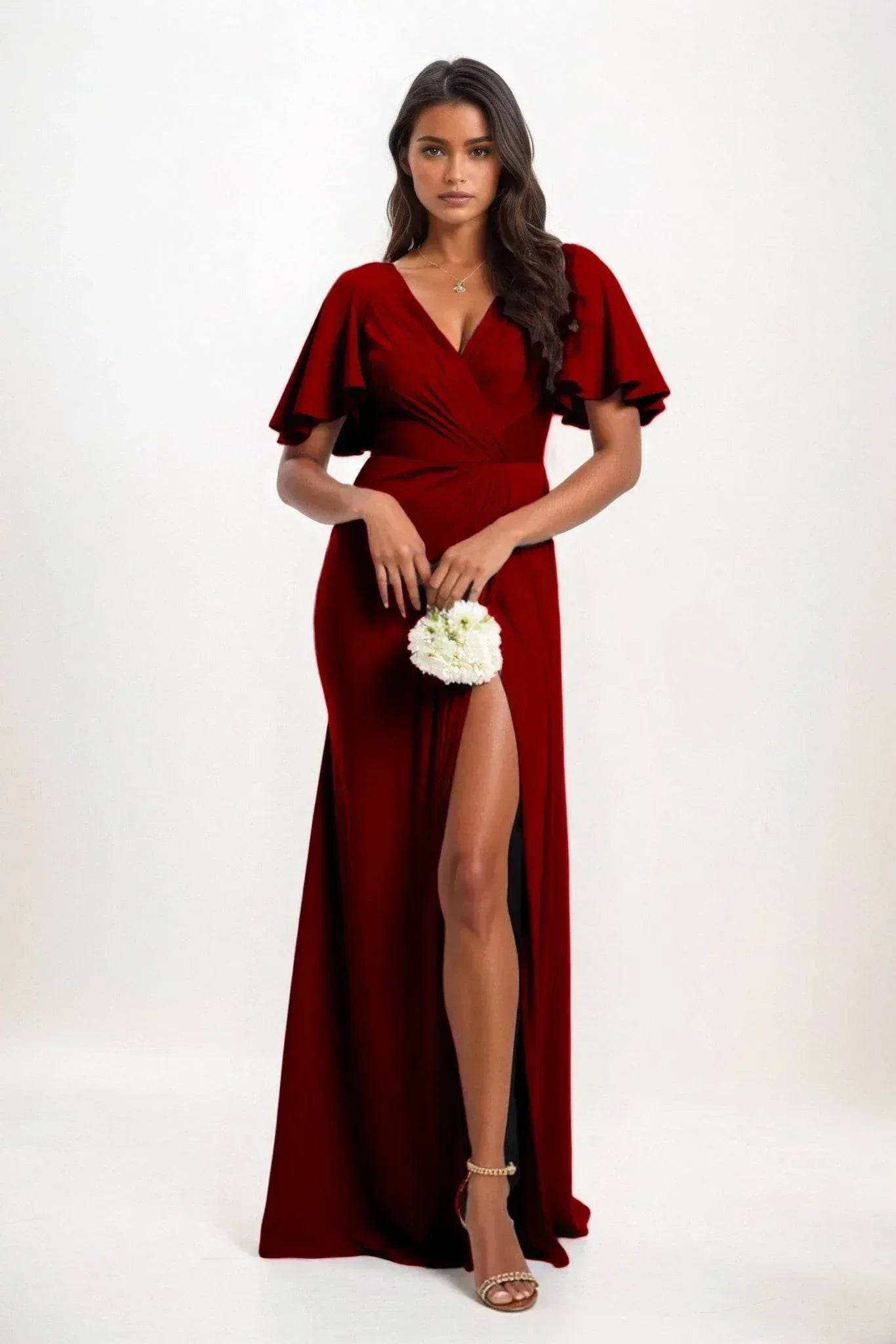 A-Line Maxi Luxe Satin Dress CB0846CS - COCOMELODY